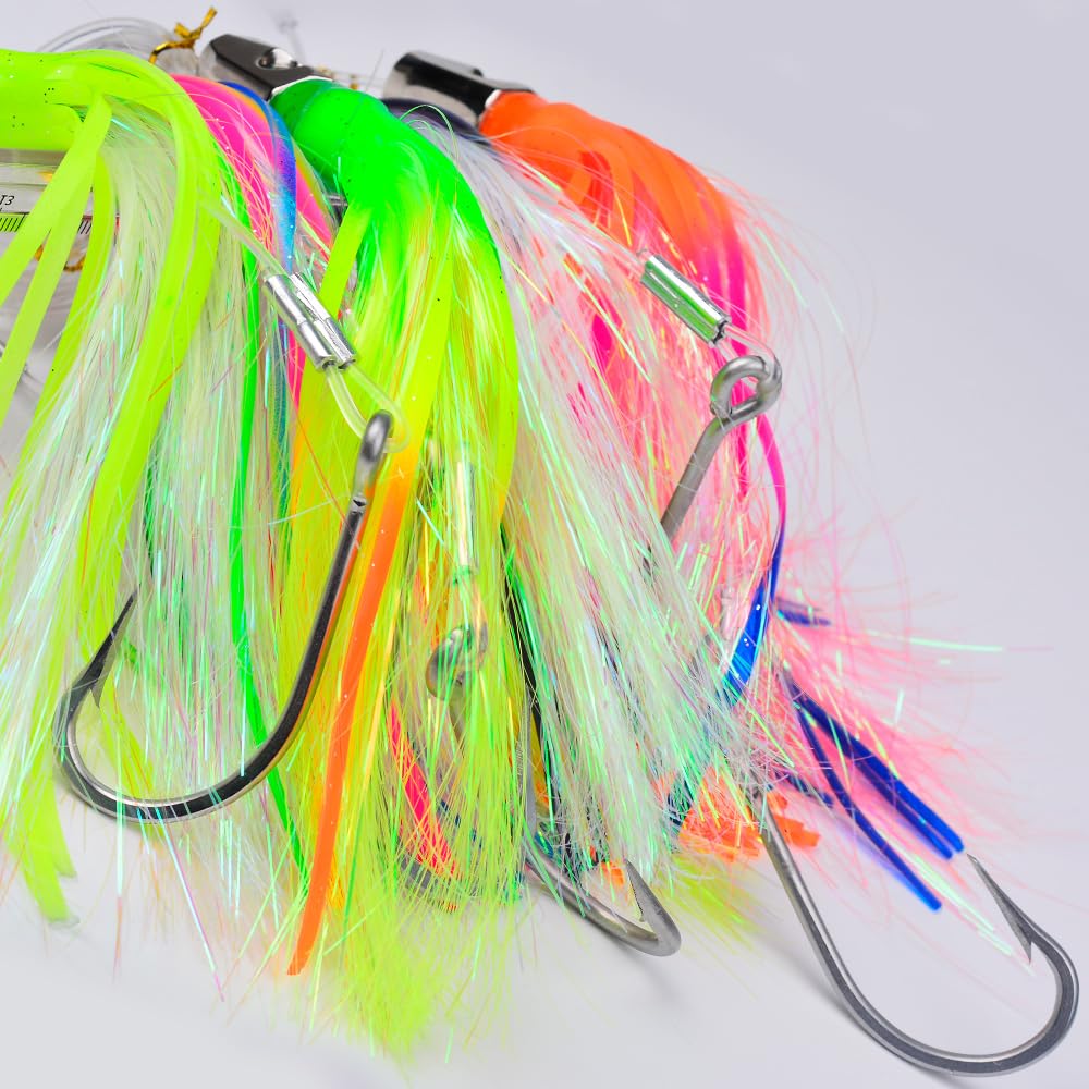 Angelköder für Tiefseefischen, Salzwasser, für Marlin, Thunfisch, Wahoo, Mahi, Delphin, 15,2–22,9 cm, 6-teiliges Köder-Set mit Netztasche