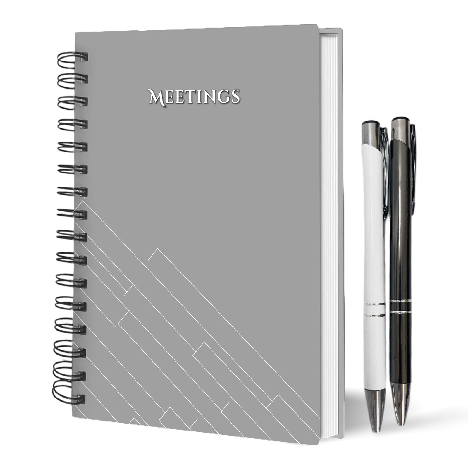HRS INNOVATION Meeting Notebook with 2 Pens - Premium B5 Spiral Notebook, Grey Hardcover - Professional Journal for Work, Office, Business & Daily Planning