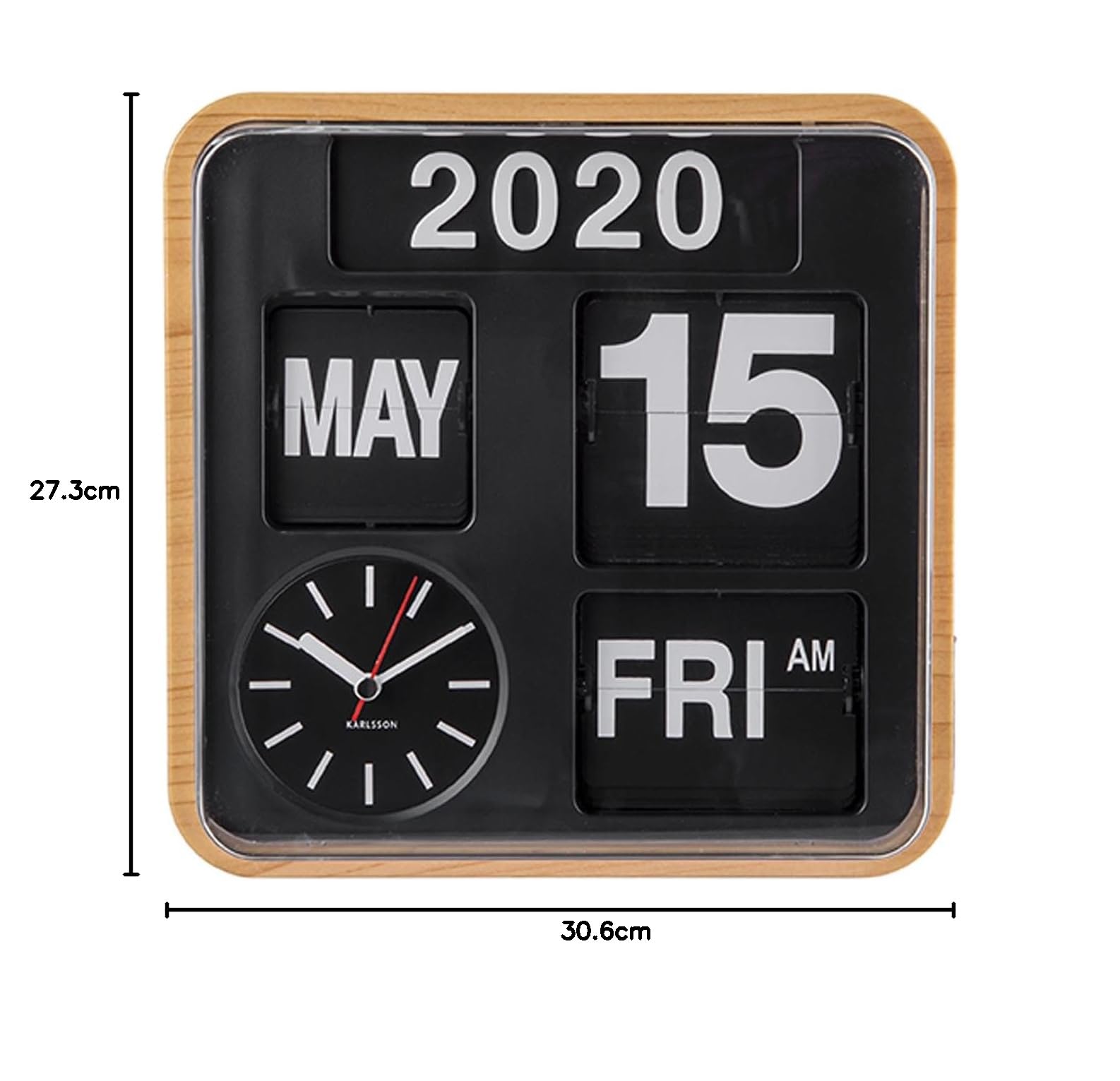Karlsson Wall clock Mini Flip - Bamboo housing - 24x24x10cm