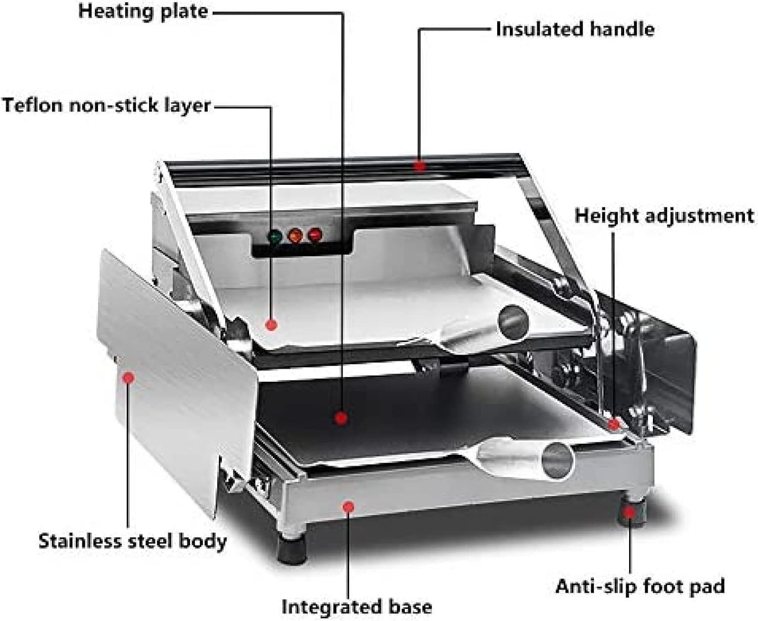 TYH Tostapane per Hamburger A Doppio Strato, Tostapane Commerciale con Forno Elettrico, Timer, Rivestimento Antiaderente per Cuocere Completamente Il Panino, Macchina per Il Pane A 12S