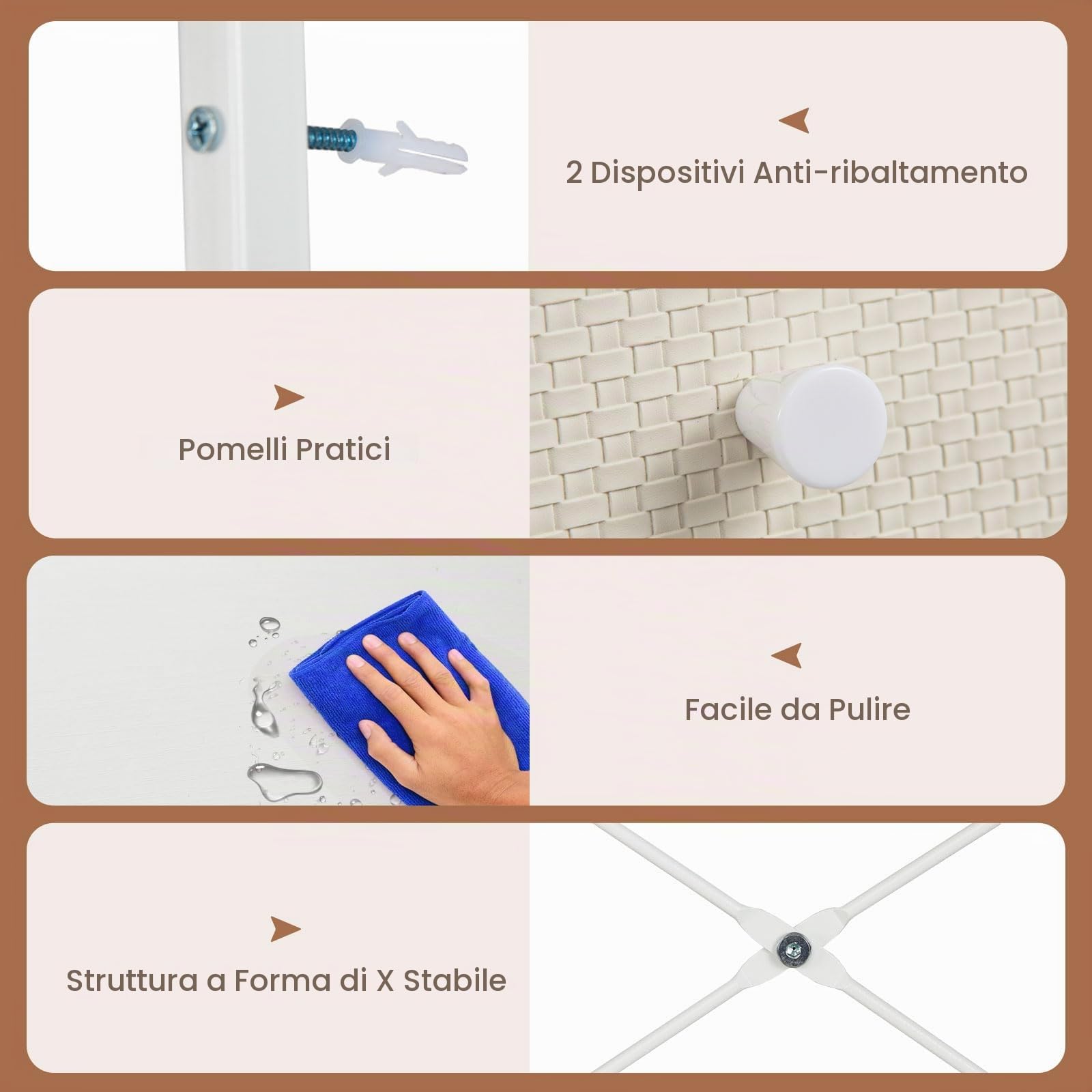 GIANTEX Appendiabiti Autoportante con 3 Cassetti e Barra Appendiabiti in Metallo, Dimensioni 55 x 28 x 176 cm, Mobile Multiuso per Camera da Letto, Soggiorno e Corridoio (Bianco)