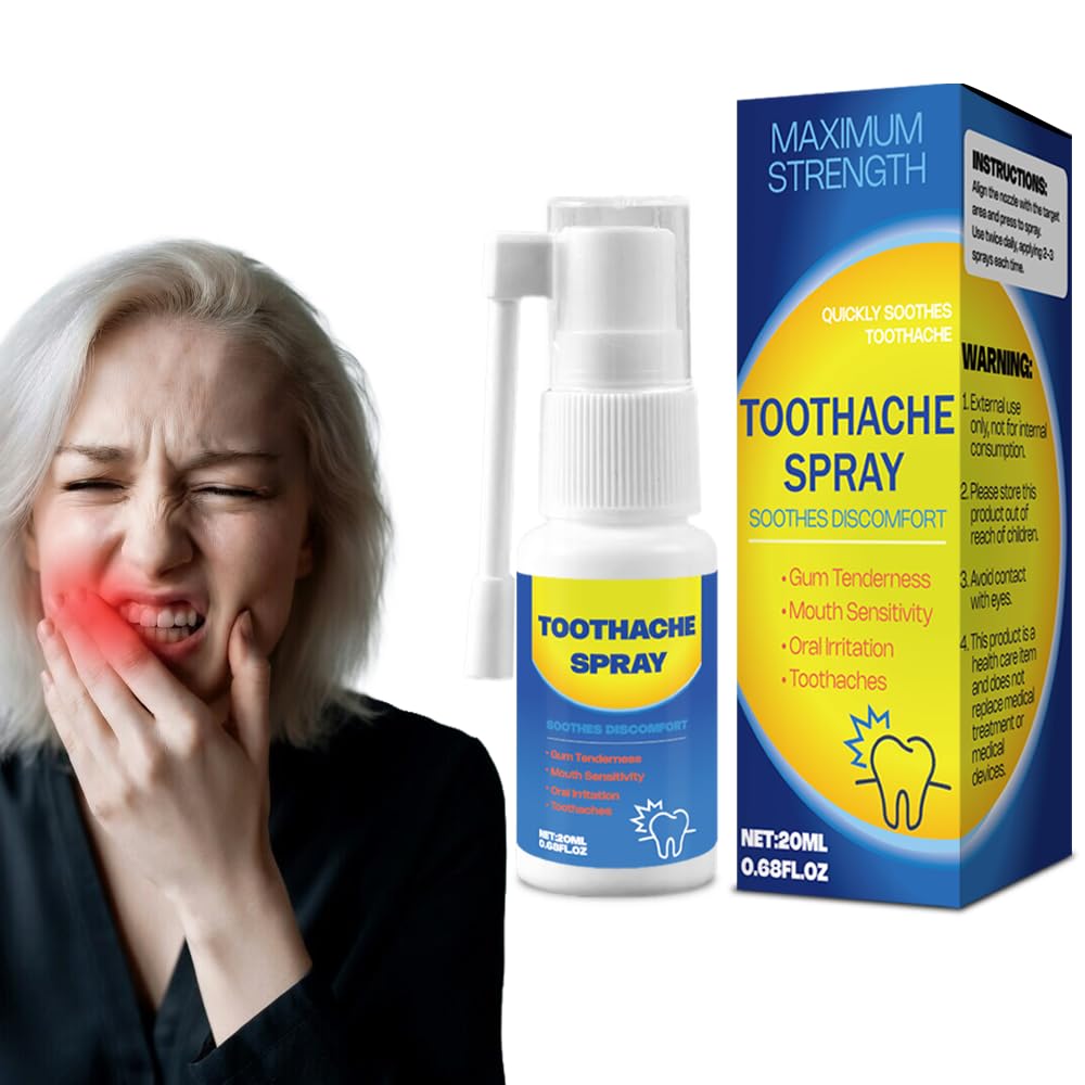 Toothache Spray Fast Soothing Oral Spray for Tooth Gum Discomfort Helps Ease Toothache Discomfort with Eucalyptus Oil Mint