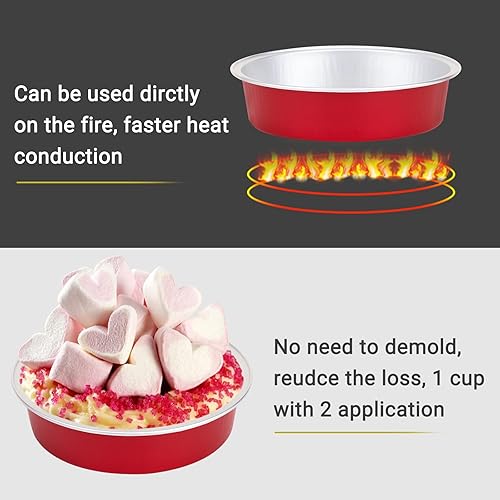 Vista 31 de Beasea Latas desechables para tartas de 4 pulgadas, paquete de 50 mini sartenes con tapas, molde de aluminio dorado de 8 onzas, moldes para tartas