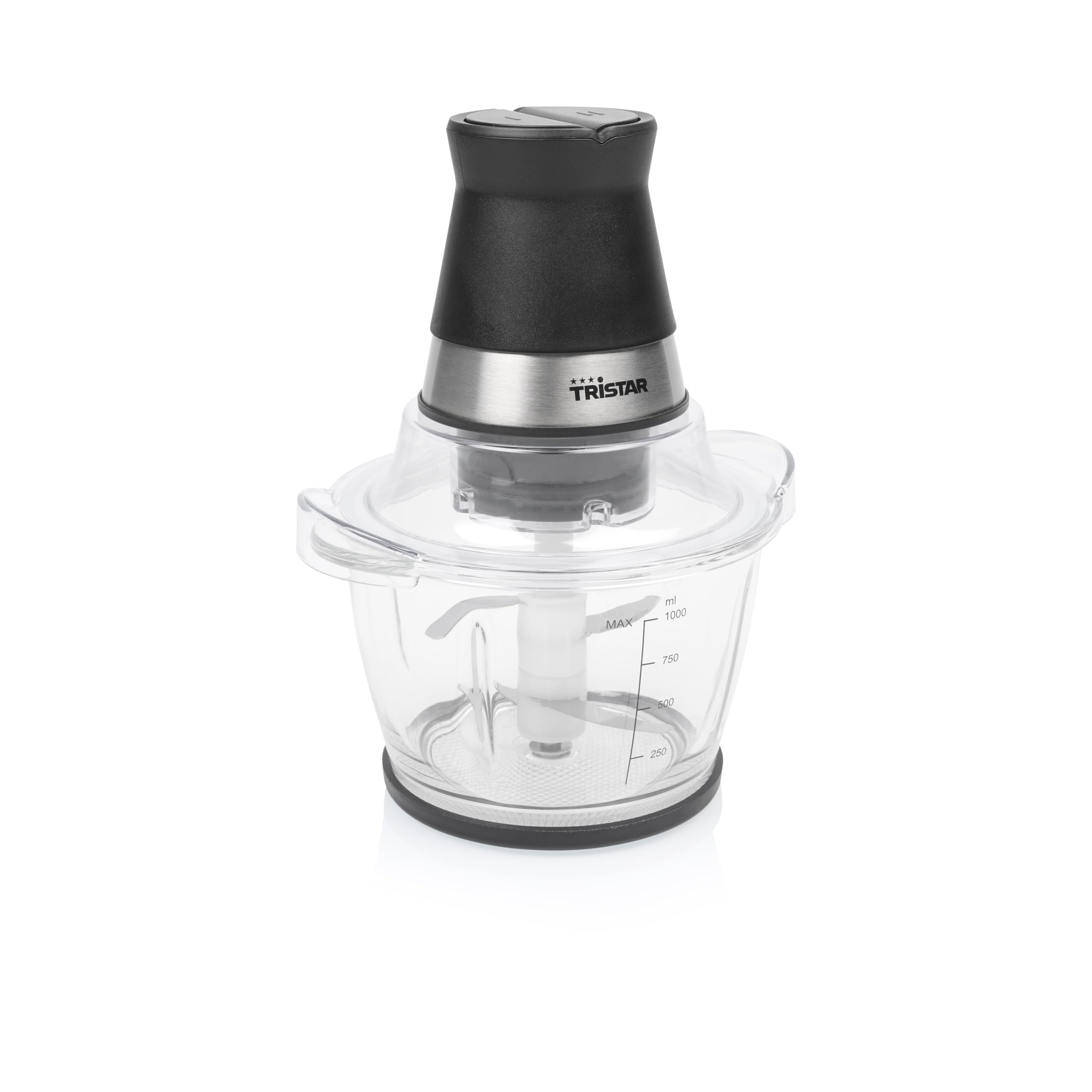 Tristar Zerkleinerer mit 1 L Glasbehälter, 4 Edelstahlklingen, 400 W Motor, Kompaktes Design, Spülmaschinengeeignete Teile, Rutschfeste Füße, BL-4024
