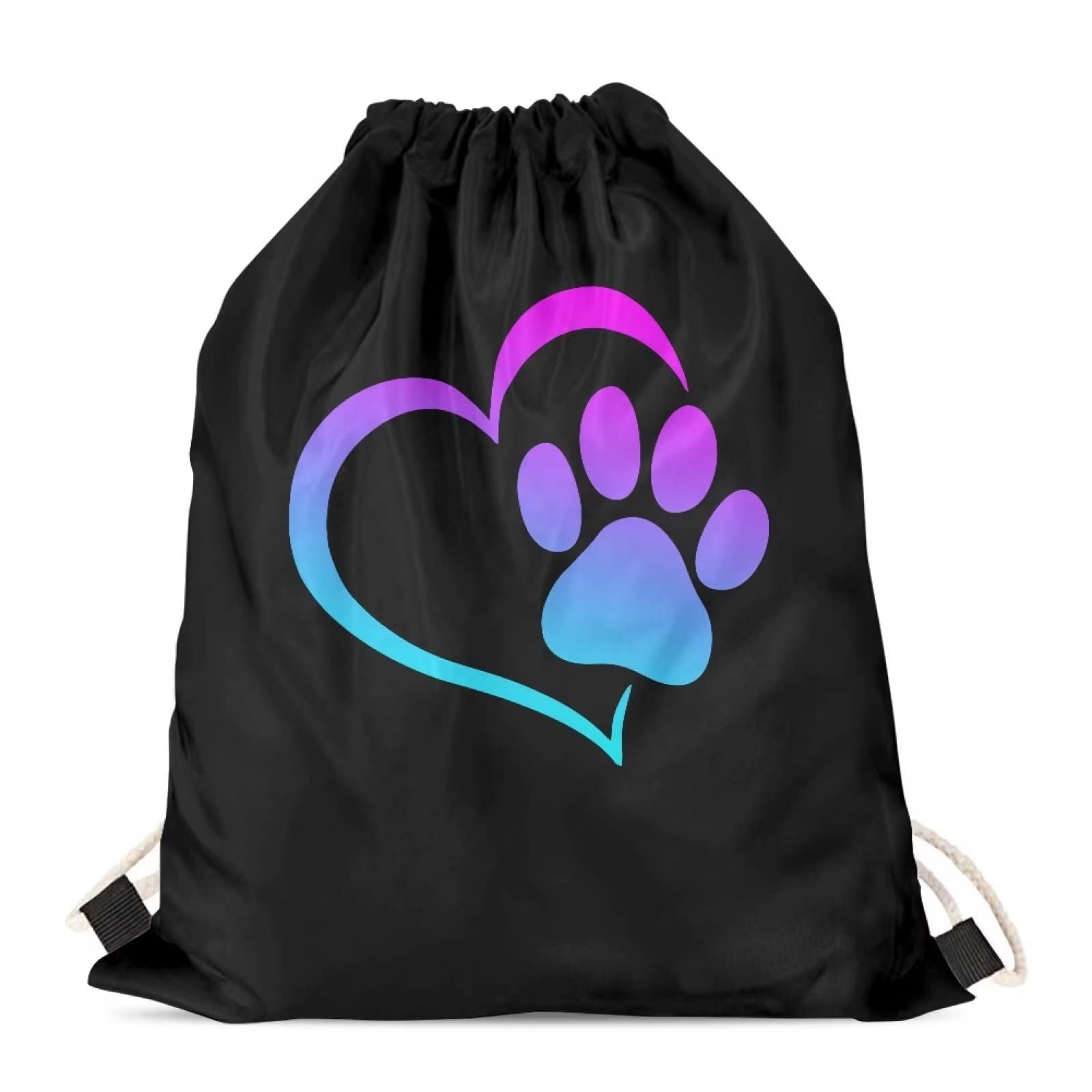 Upetstory Dog Paw Print Drawstring Bag Gym Sackpack Sports String Backpack Gym Cinch Bags School Bookbag Lightweight Casual Daypack for Travel Holiday