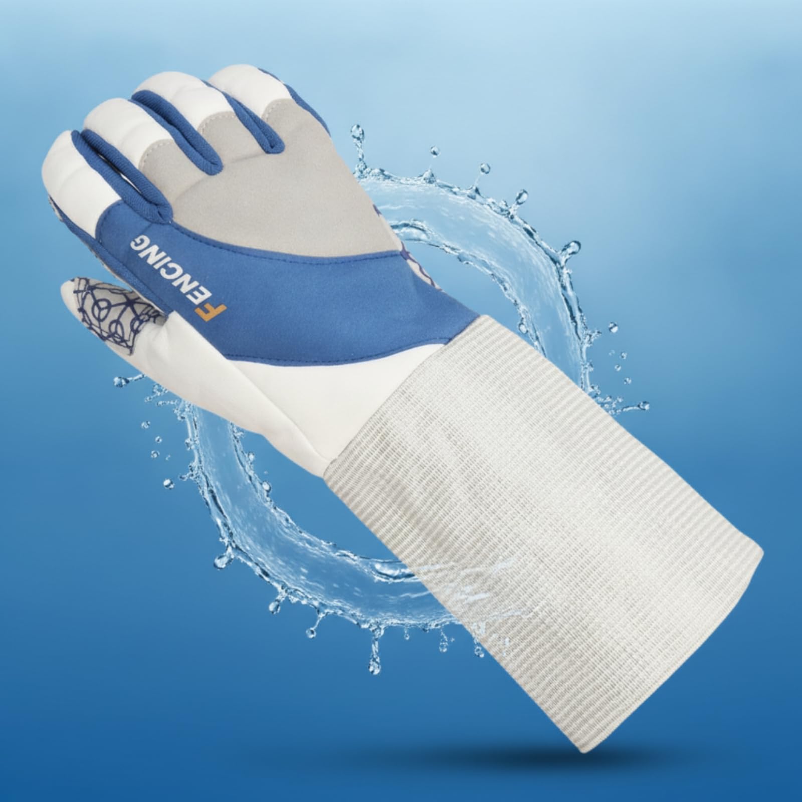 Fecht Handschuh Fechthandschuh Handschutz Sporthandschuh Schutzhandschuh mit Segmentierten Fingern für Hohe, M, Blauer Ritter Blume/Schwerer Handschuh M-Größe - Rechte Hand