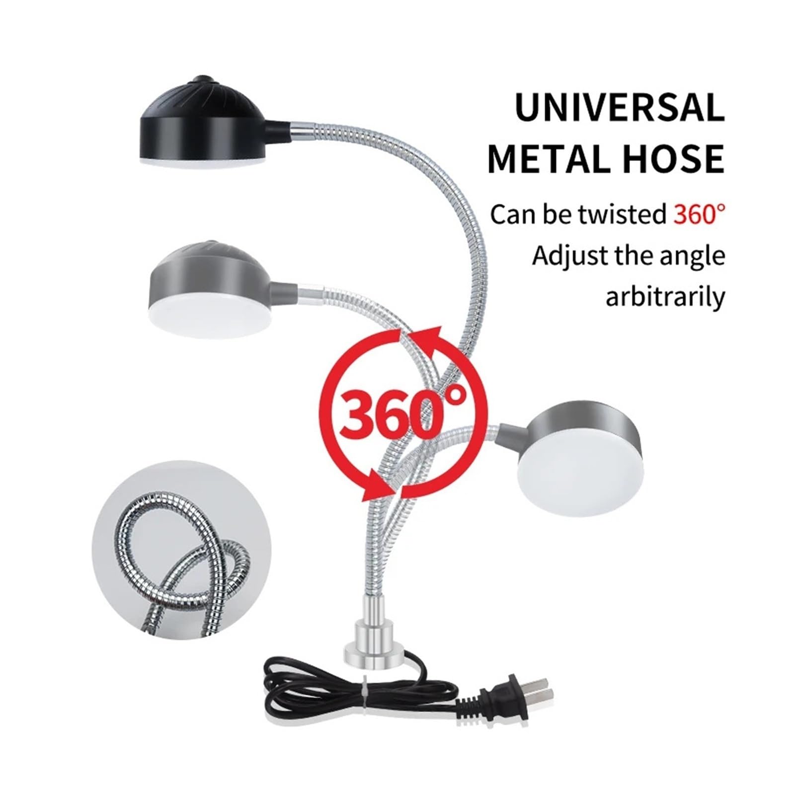 Tokarka światło robocze LED, 12 W, 110-220 V, 24-36 V, elastyczna, długość 40 cm, klips typu łabędzia szyja, magnetyczna lampa podstawowa (przełącznik magnetyczny, US)