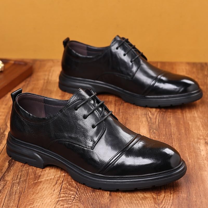 Men's Leather Shoes Formal Shoes Dress Casual Shoes Comfortable Lining Rubber Sole Lace Up Lightweight Soft Breathable Shoes