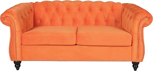 Miniatura 131 de Sofá Chesterfield de terciopelo, sofá tapizado clásico capitoné, moderno de 3 plazas, muebles largos con respaldo copetudo para sala de estar y