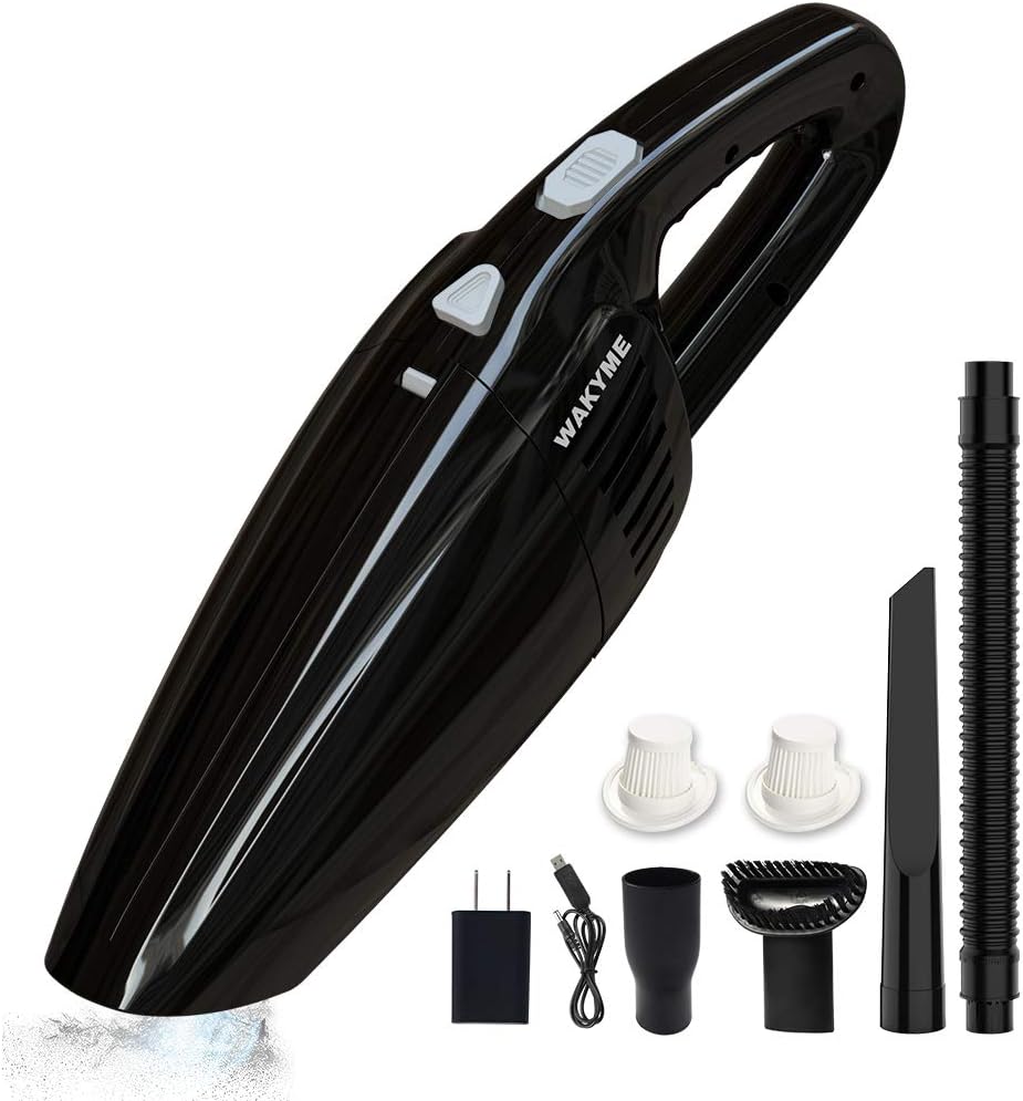 Handheld Vacuum, WAKYME Upgraded Hand Vacuum Cleaner Cordless, Powerful Lightweight Cyclonic Suction Cleaner, Rechargeable Quick Charge, Wet Dry Vacuum Cleaner for Pet Hair, Home and Car Cleaning