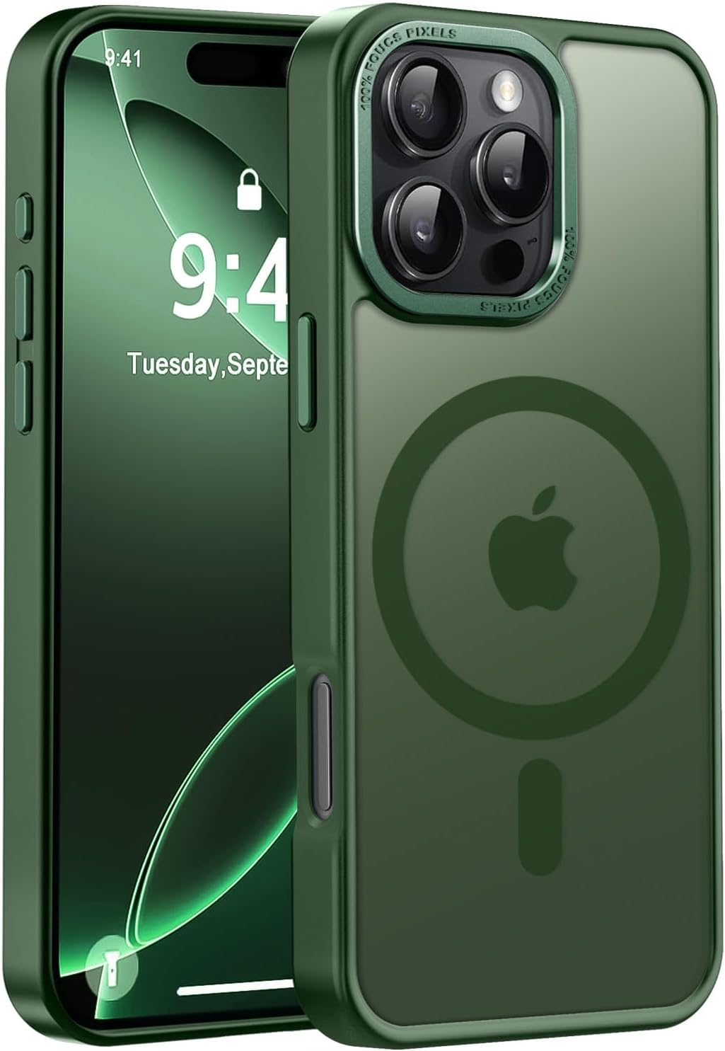 Newfuture Designed for iPhone 16 Pro Max Case with Magnetic [13 FT Military Drop Protection] [Compatible with Magsafe] Slim Translucent Matte Shockproof with Anti-Fingerprint Phone Case, Dark Green Dark Green iPhone 16 Pro Max 6.9 inch