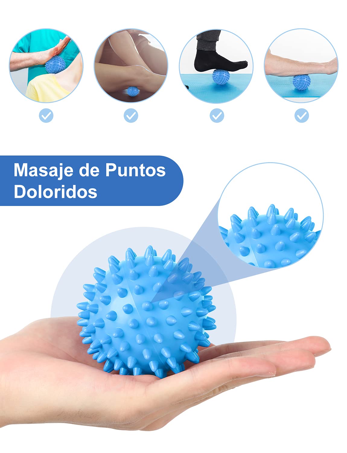 Glymnis - Rodillo de masaje muscular de espuma 4 en 1 con 1 rodillo de espuma 1 palo de masaje y 2 bolas de masaje para relajar los músculos para reducir el dolor corporal