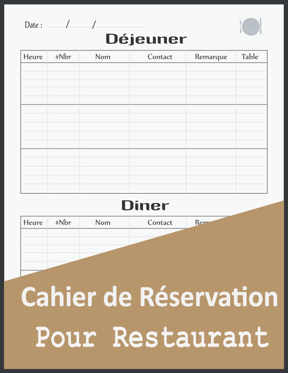 Cahier de réservation restaurant grand format A4 midi - 7