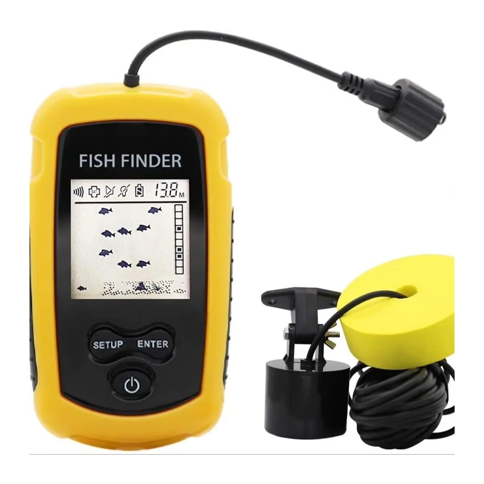 Ecoscandaglio, Ecoscandaglio portatile per pesci con schermo LCD, ecoscandaglio calcinabile per