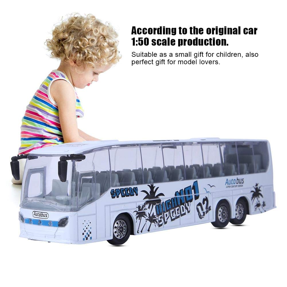 Zerodis 1:50 Lega modellata veicoli Giocattoli Simulazione Transit Bus Modello Lega Pull-Back Bus Giocattolo con Luce e Musica per Bambini (Bianco)