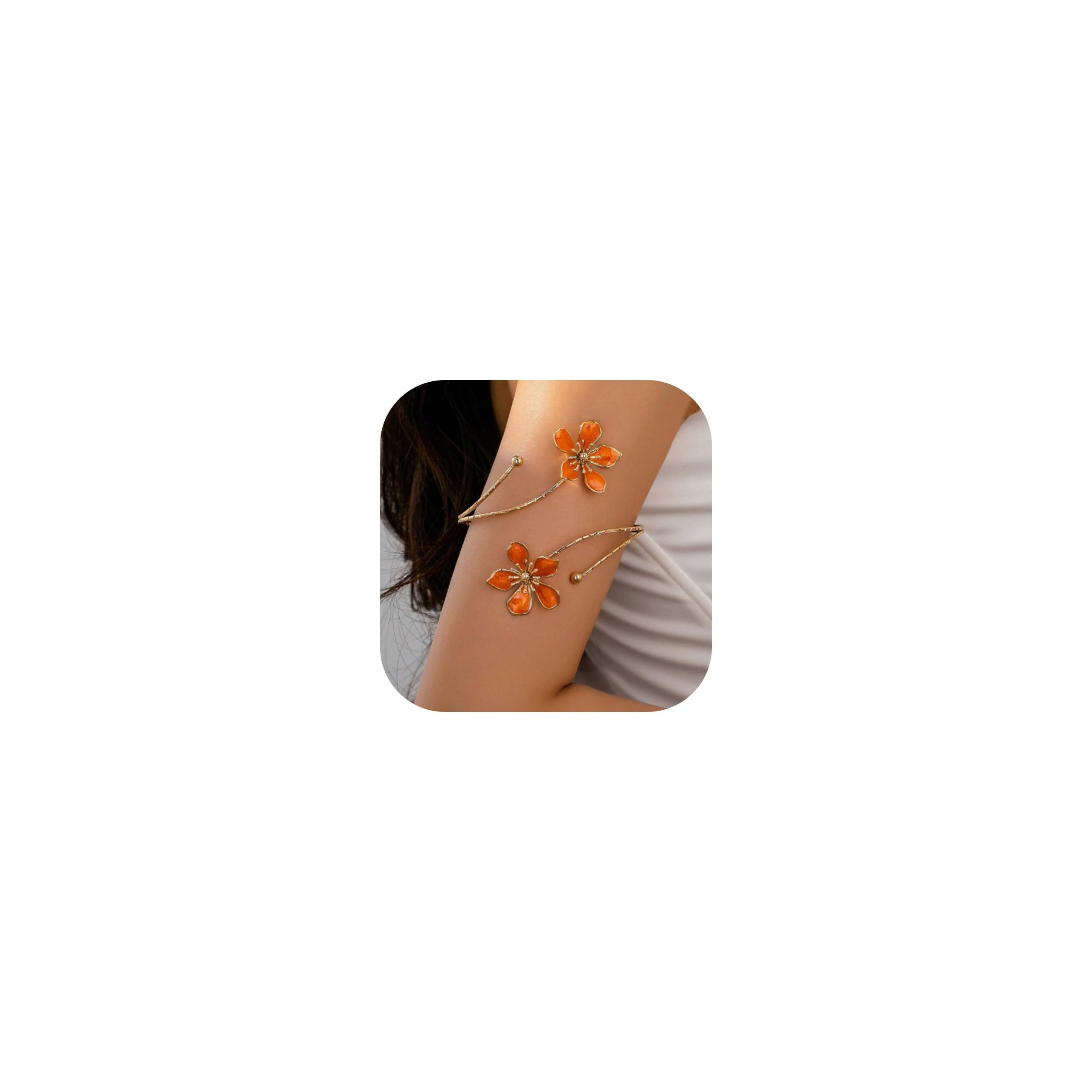 Colorful Flower Cuff Bracelet for Women Upper Arm Statement Jewelry