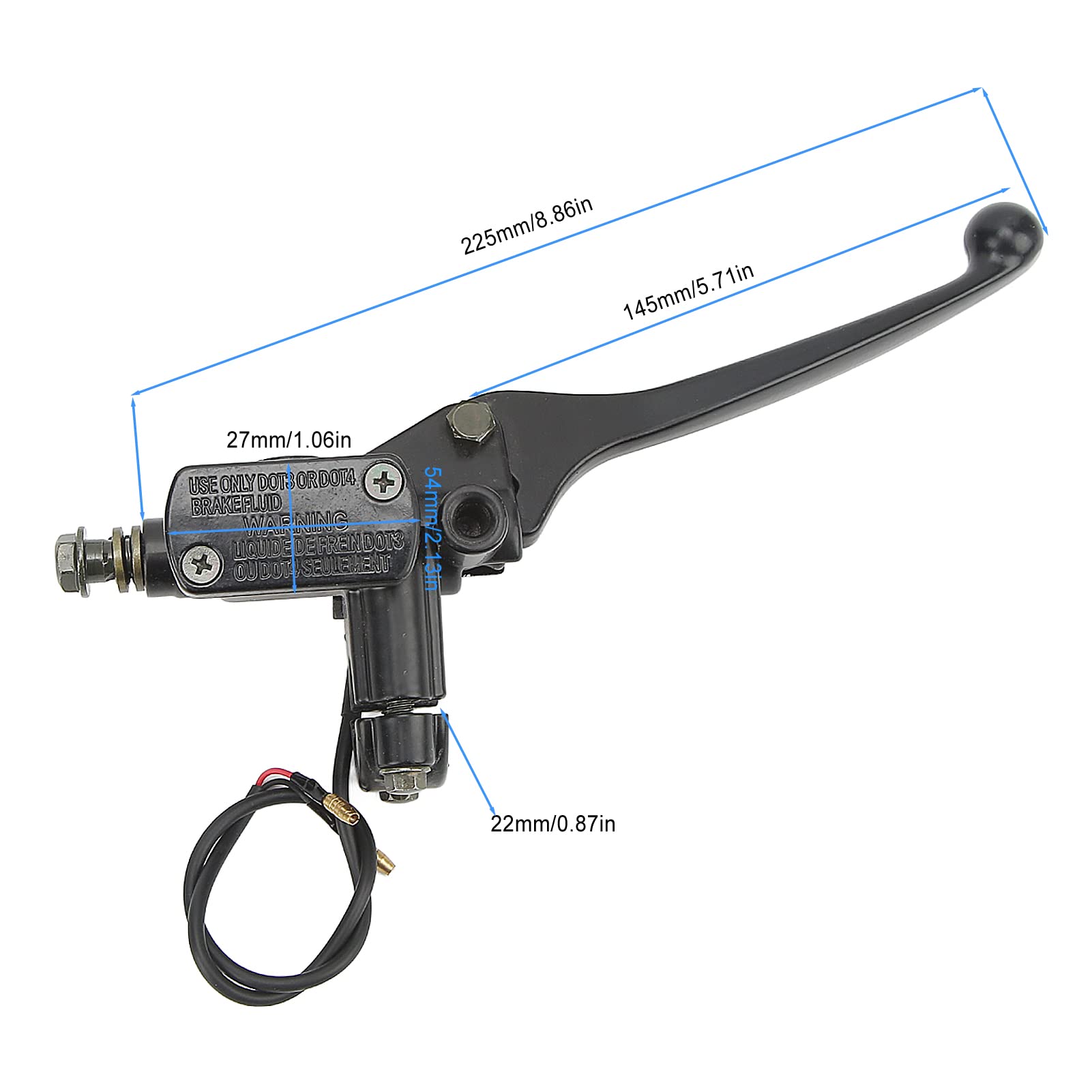 Tbest Cylindre d'embrayage de Frein, 1 Paire de Levier de Maître-Cylindre d'embrayage de Frein 22 Mm Noir pour Scooter Gy6 50 110 125 150 250