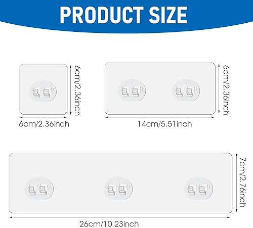 Miniatura 2 de 6 ganchos adhesivos de ducha de repuesto adhesivo, tira de gancho transparente fuerte, impermeable, sin perforaciones, organizador para soporte de