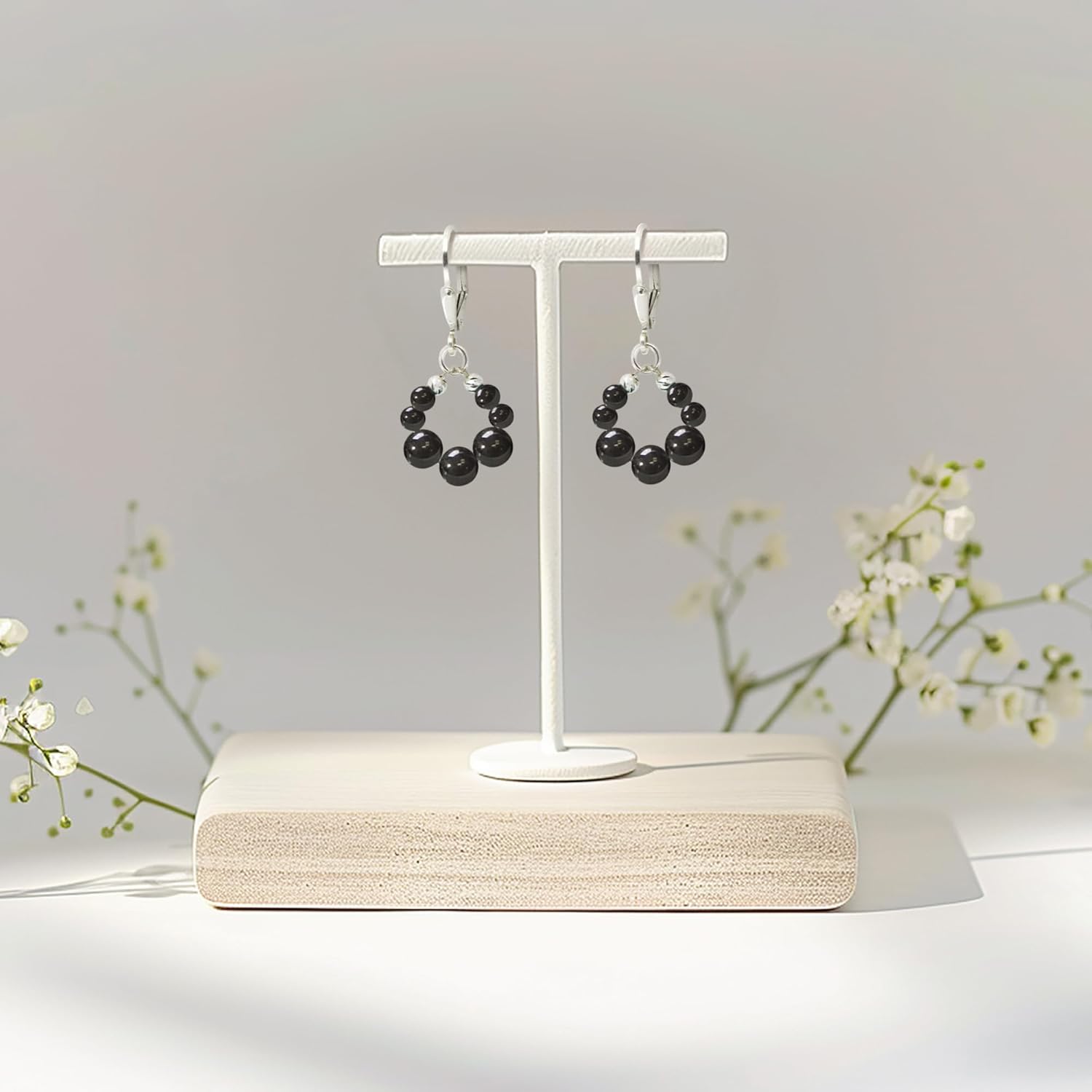 925 Sterling Silver Gemstone Earrings for Women - Beaded Birthstone - Sterling Silver Leverback Earrings - Silver Drop Earrings for Women - Formal Earrings - Birthstone Earrings for Women - Image 4