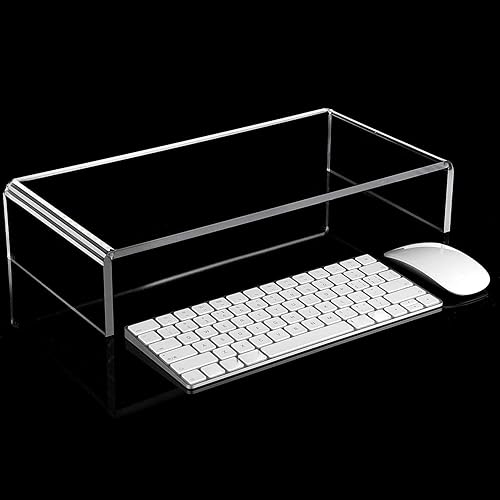 Miniatura 4 de Jetec 2 soportes acrílicos para monitor de escritorio de video acrílico para escritorio, estante de escritorio para computadora portátil, TV,