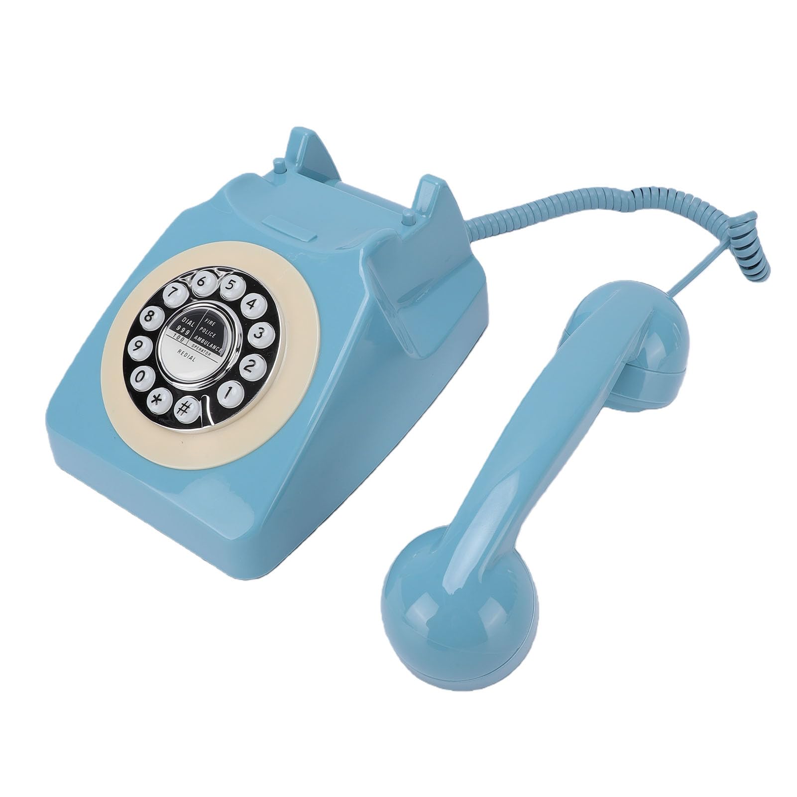 Lazmin112 Telefon Stacjonarny w Stylu Retro, Wybierany Przyciskiem Vintage Telefon Domowy ze Złączem RJ11, dla Domu Opieki dla Seniorów (BLUE)