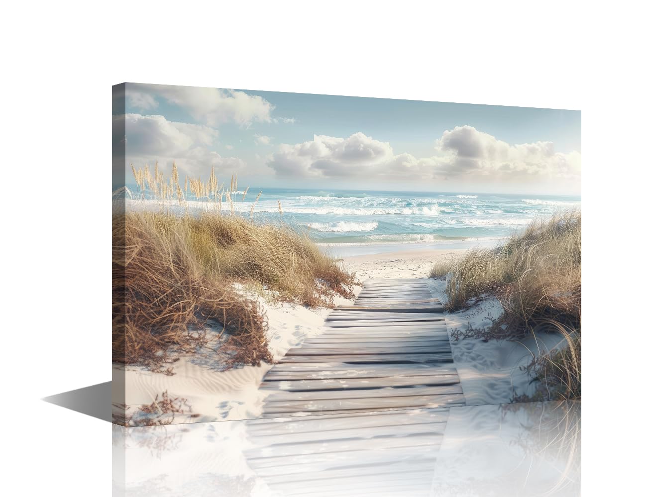 TISHIRON 1 Pieces Coast Modern Home Decor Canvas Wall Art for Bedroom, Beach Posters and Prints, Seascape Painting Picture Office Wall Decor Framed Ready to Hang(36x24in)