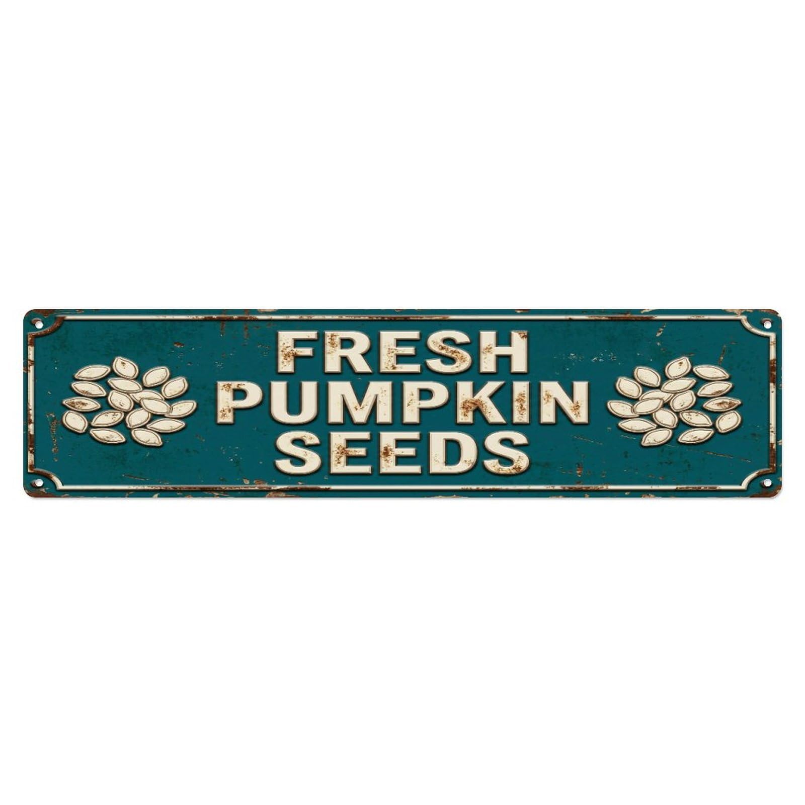 Metal Tin Sign FRESH PUMPKIN SEEDS Vintage Seed Rustic Farmhouse