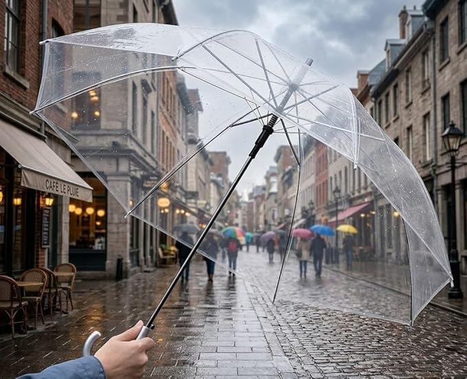 Stylish Transparent Umbrella – Windproof Clear Canopy for Wedding Shoots, Travel, Beach, Picnic & Photography Props-image-7
