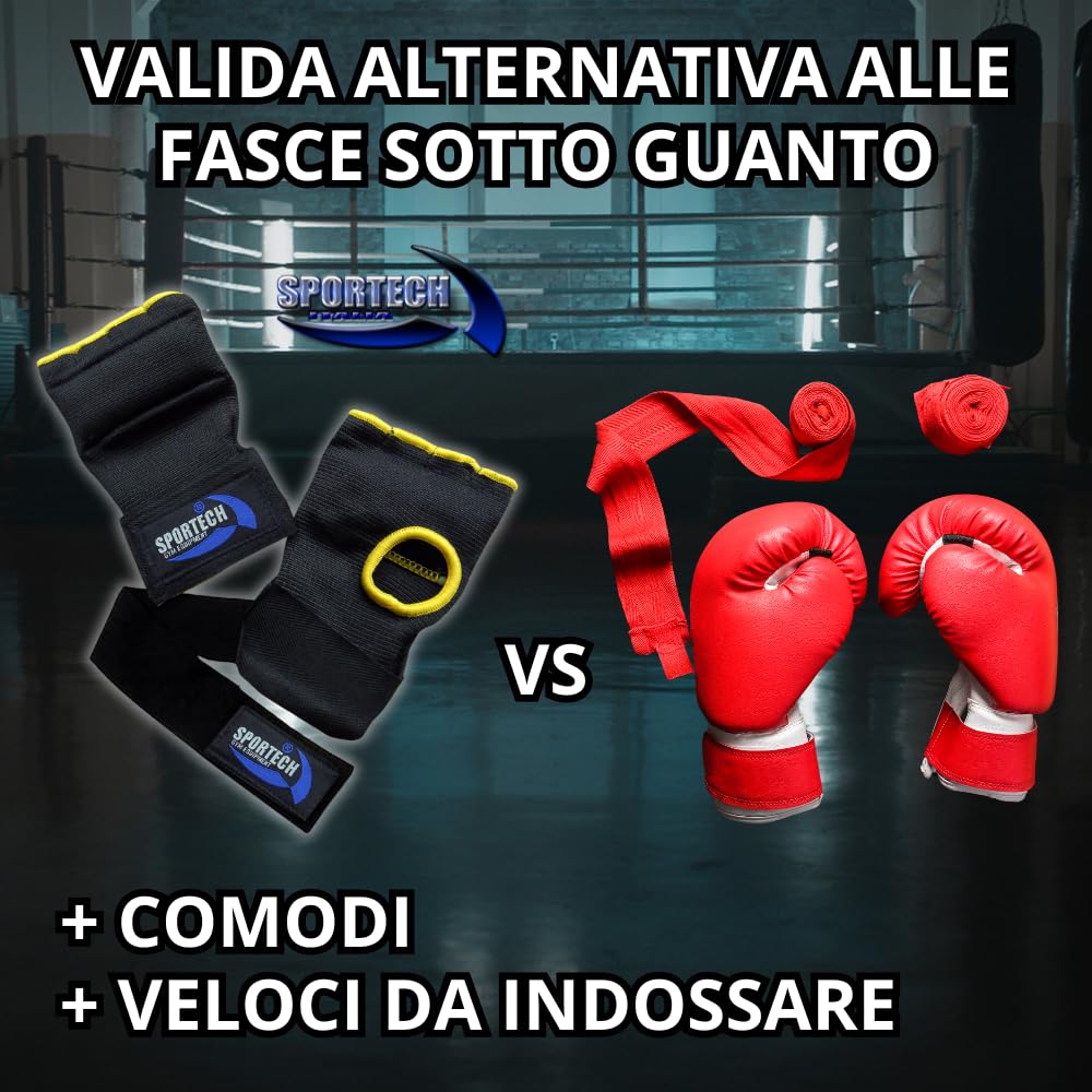 Fasce Sotto Guantoni Boxe Imbottite, Polsini Palestra per Bendaggi e Protezione Mani Ideali per Sottoguanti Pugilato, Guanti FitBoxe, Allenamento Kickboxing, Muay Thai, MMA
