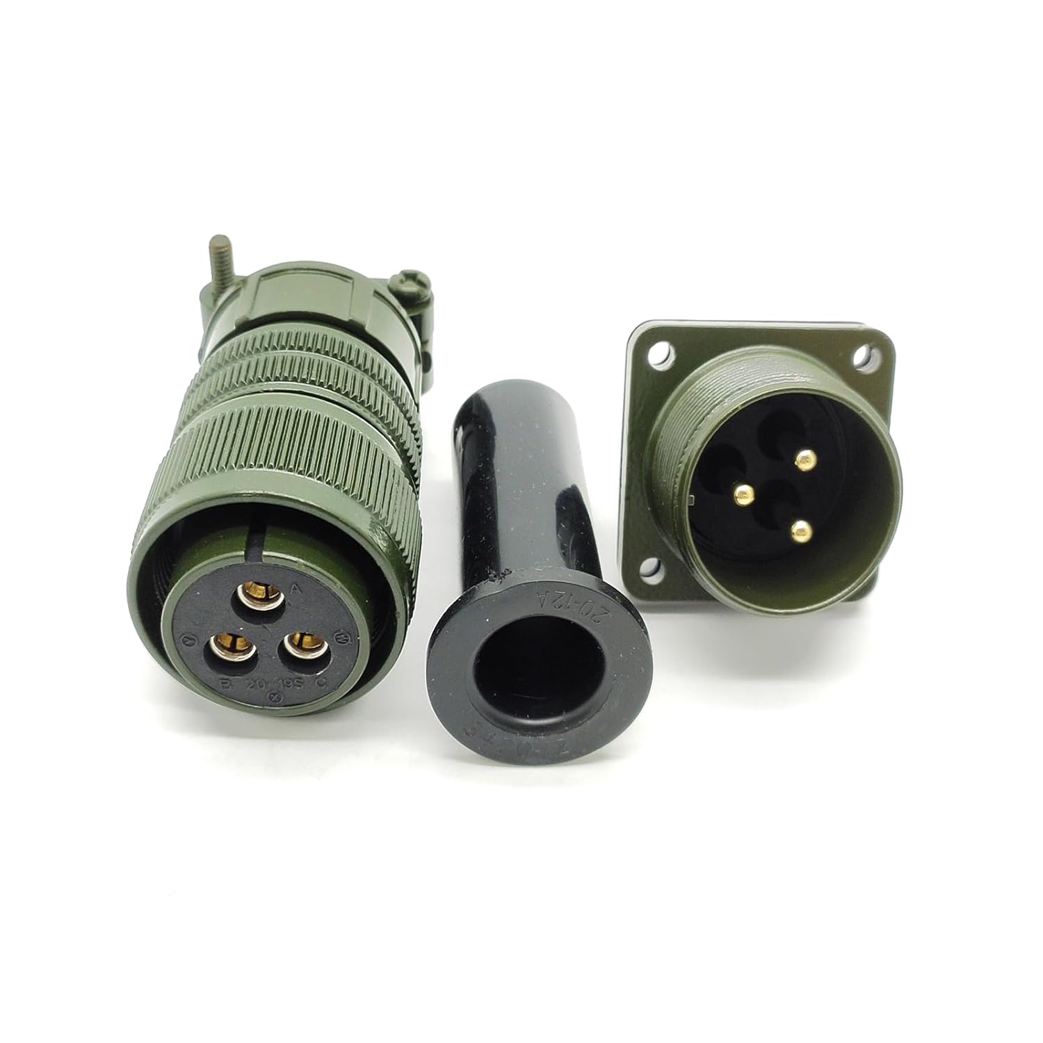 Military Spec Connectors MS5015 Connector 3 Pin MS3102A20-19P Male Socket and MS3106A20-19S Female Plug Straight Size 20 Square Flange