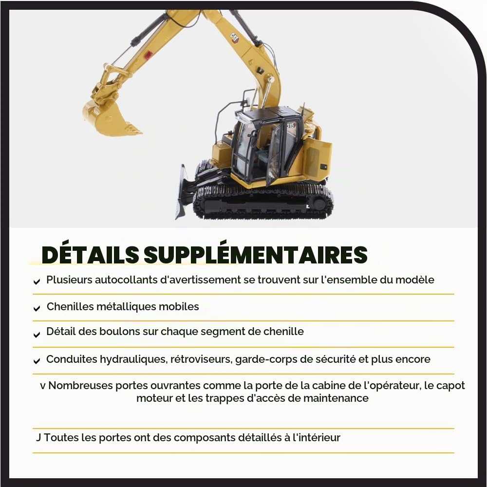 Caterpillar Diecast Masters 85957 - Pelle sur chenilles Next Gen » Cat 315, échelle 1:50, env. 6,0 x 5,1 x 15,0 cm, à partir de 14 Ans