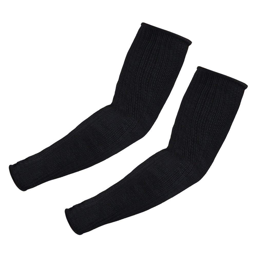 Fdit Black Arm Protective Sleeves, Kevlar Sleeves Cut Resistant Heat Resistant Sleeve, Anti Abrasion Safety Armband For Garden Kitchen Work 1 Pair（Black）