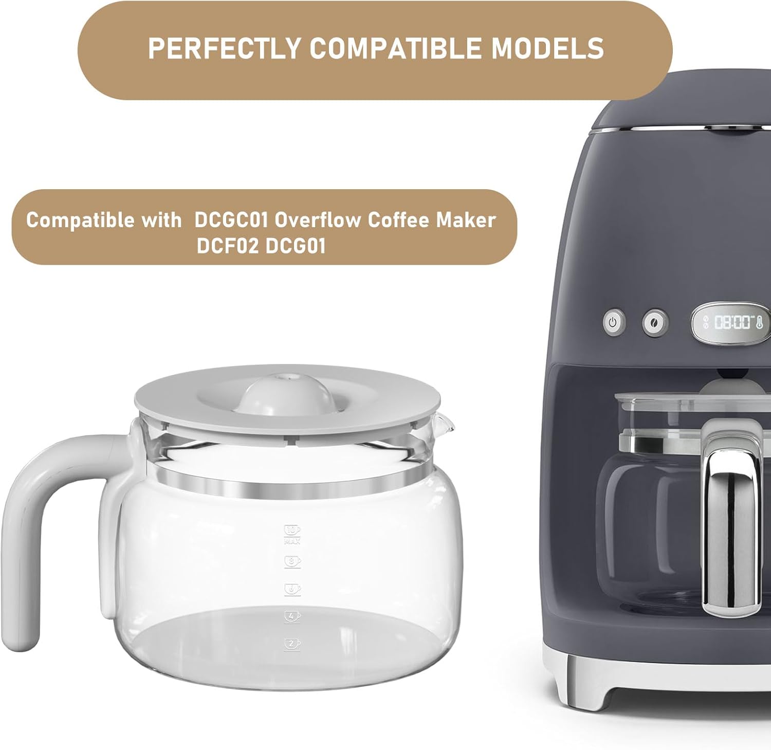 10 Cup Coffee Maker Carafe Replacement Pot Compatible with DCGC01 Overflow Coffee Maker DCF02 DCG01 - Image 3