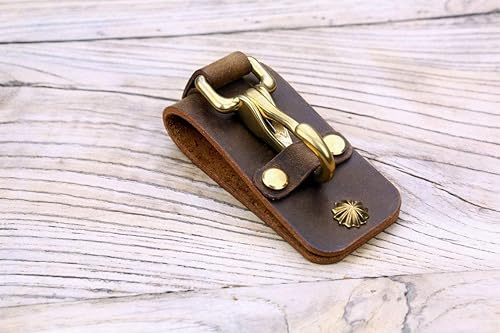 Heavy duty full grain leather belt key clip, retro distressed leather belt key holder - BA05KC