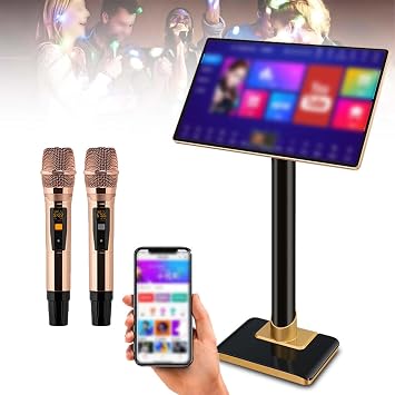 19-inch Touch Screen Karaoke Machine with 2 Wireless Mics, Built-in Speaker, 20 Languages, Million+ Songs, APP Control, for Parties, TV Connection
