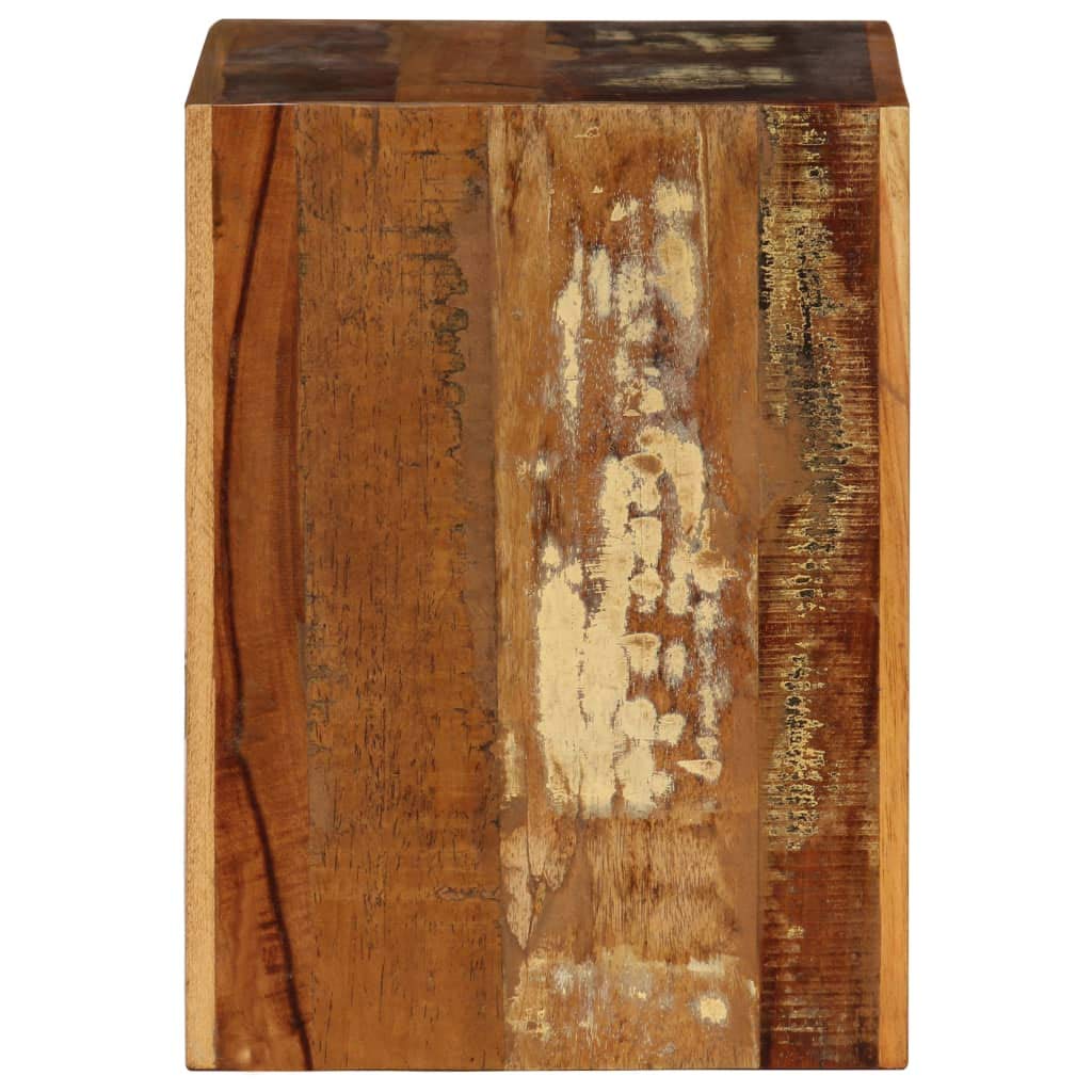 Hocker aus Massivholz 40x30x40 cm Altholz Beistelltisch Rustikal Vintage Couchtisch mit Ablagefach Unikat Massivholzmöbel für Wohnzimmer und Schlafzimmer - Braun