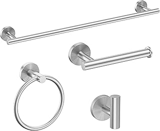 USHOWER Brushed Nickel Bathroom Hardware Set, Modern 24-Inch Towel Bar S...