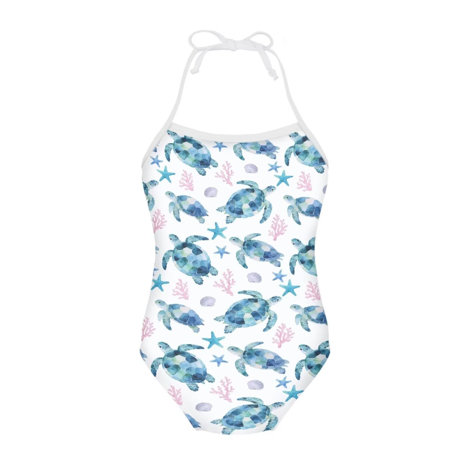 Girls One Piece Swimsuit Beach Bathing Suit Toddler Floral Halter Straps Swimwear for 1-10 Years