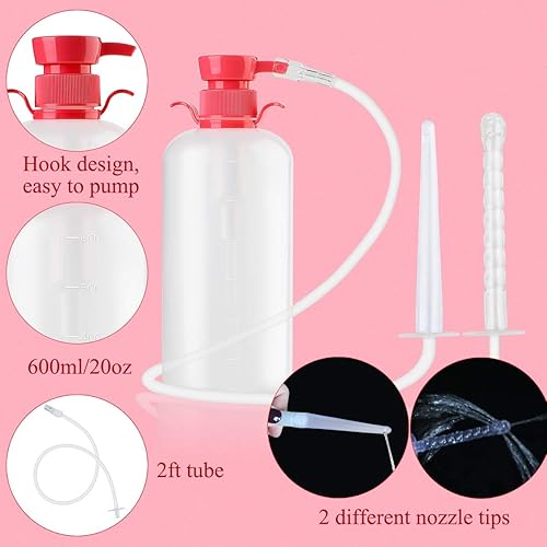 Miniatura 4 de LIVE4COOL Botella de ducha para mujer, sistema de limpieza vaginal reutilizable, 20.3 onzas, limpiador de capacidad con 4 boquillas, bolsa de