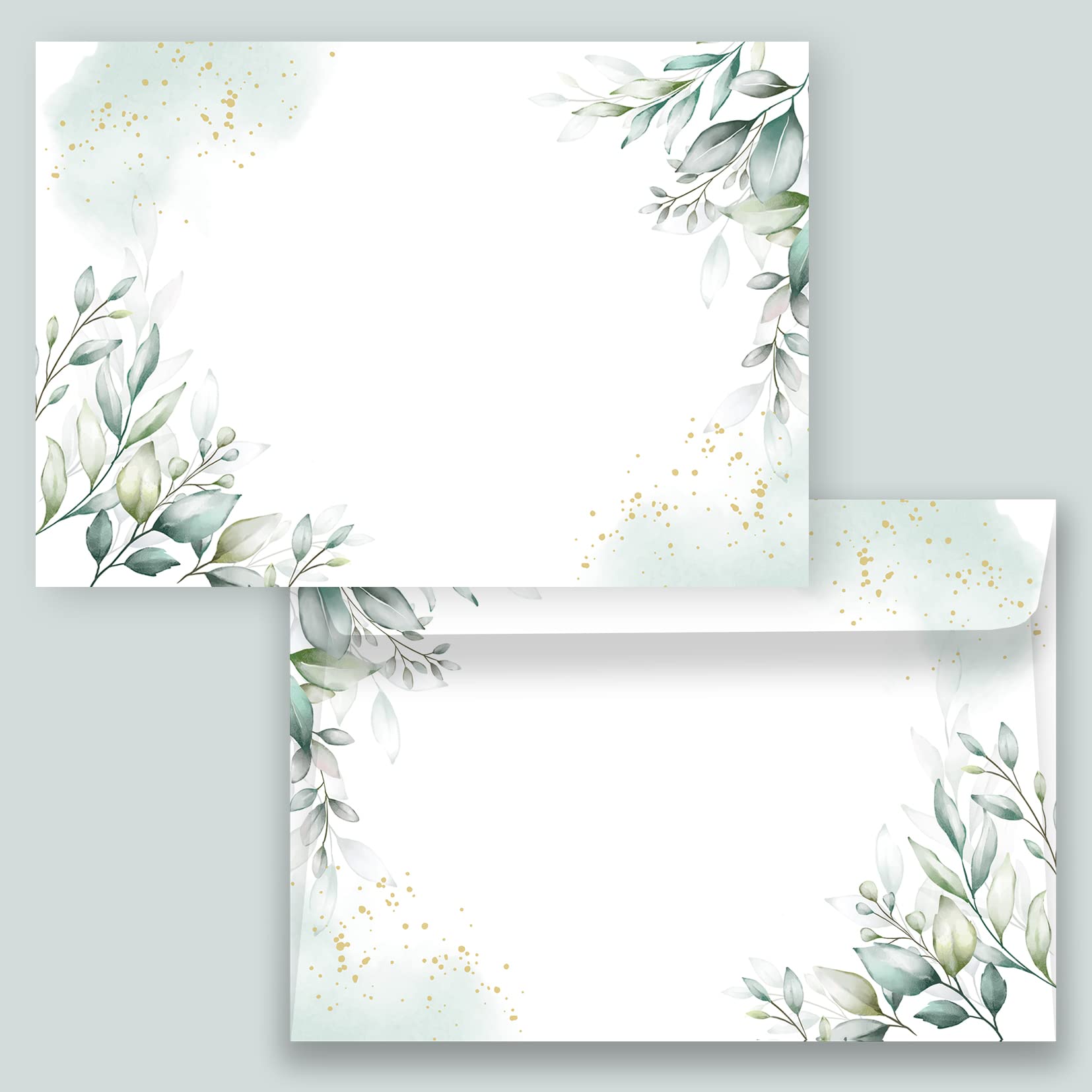 Letter Paper / Envelope Set Elegant in Green with Leaves Printed 2 Sides A4 120 g/m² C6 80 g/m² from 10 to 100 Sheets with Envelopes Vintage (75-50 Letter Paper with 25 Envelopes) - Image 4