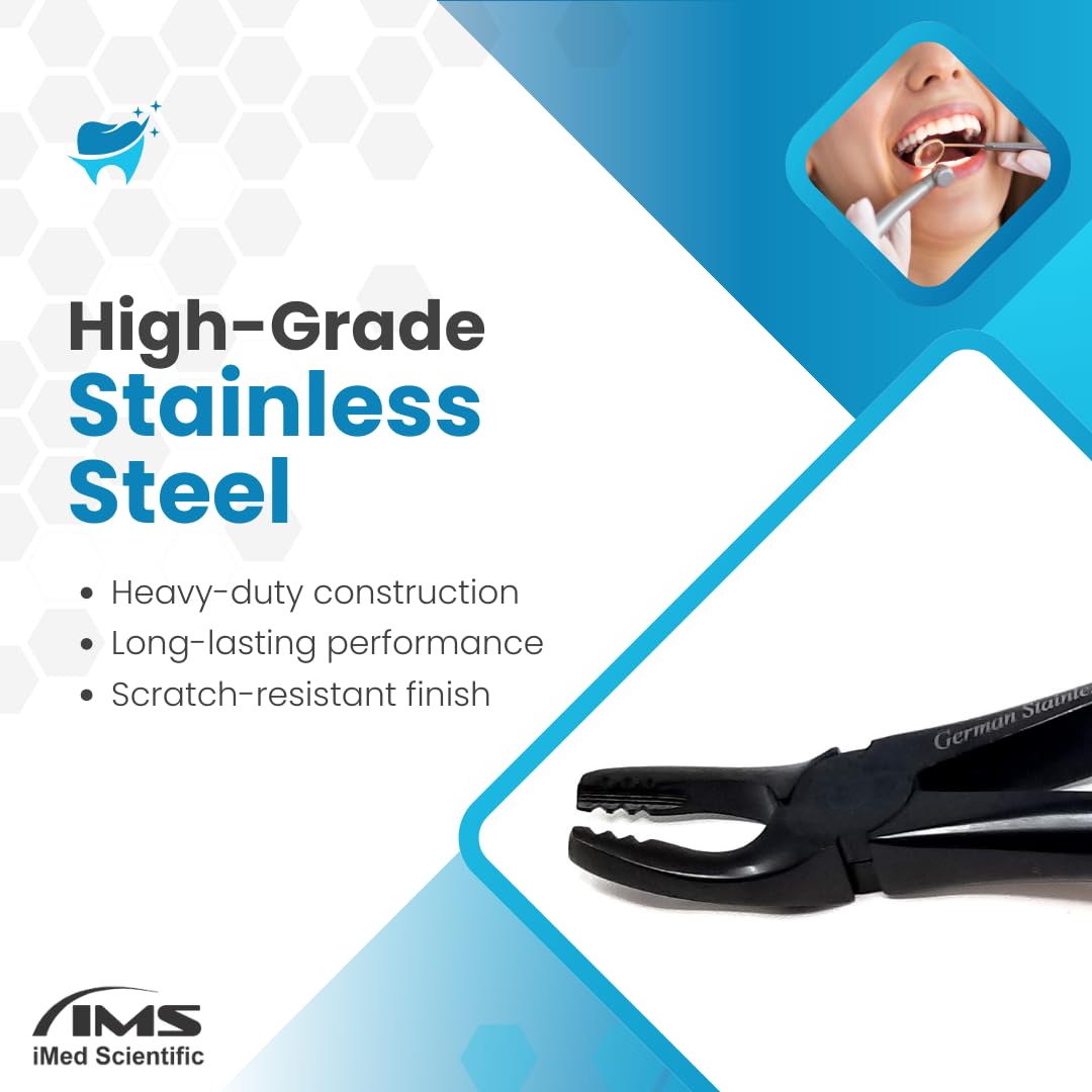 IMEDS Black Dental Extracting Forceps #2007AE with Serrated Beaks Lower Molar Tooth Extraction German Stainless Steel Dentist Training Tools