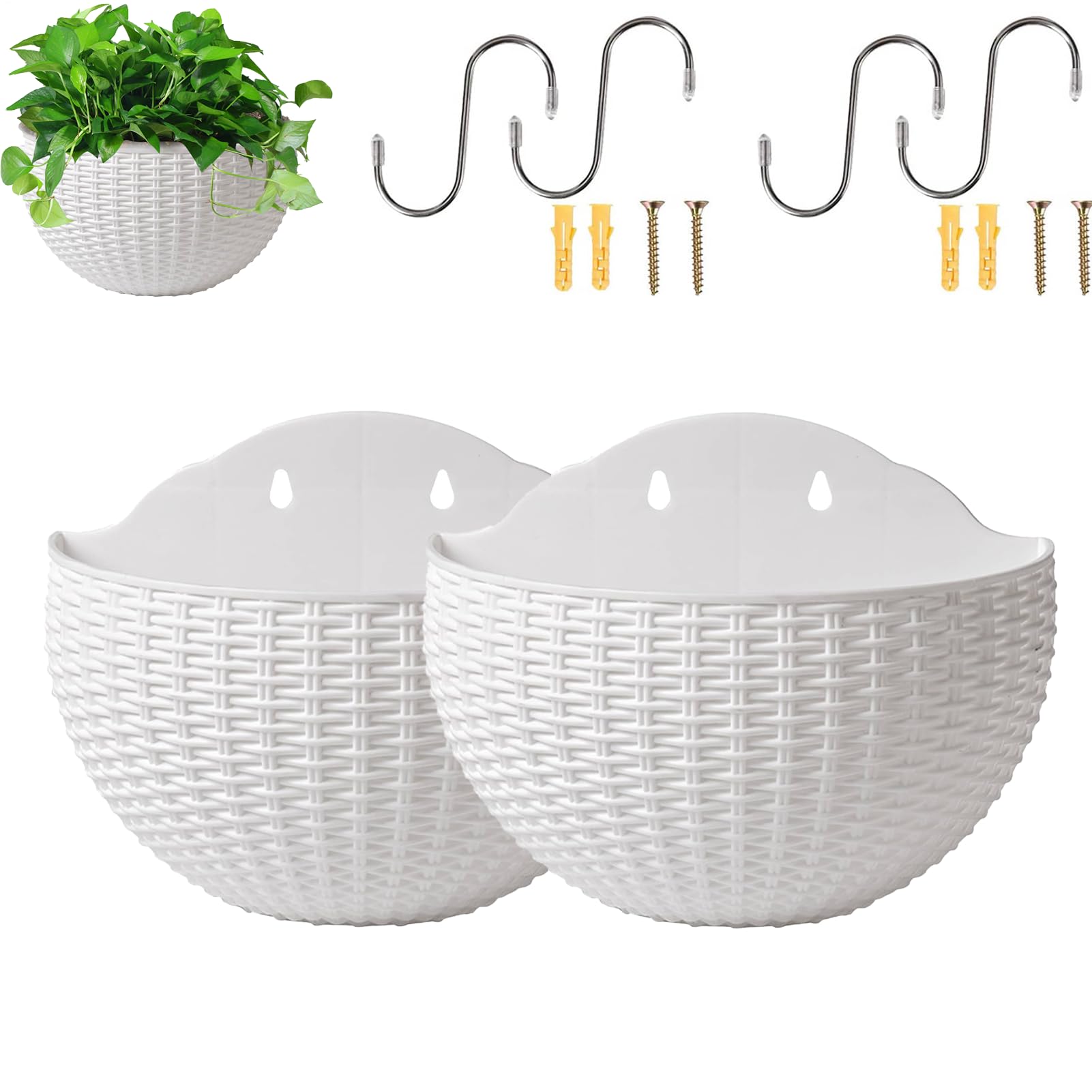 Jtxcreate Flower Pot Wall Planter Vertical Plant Holder with Hooks