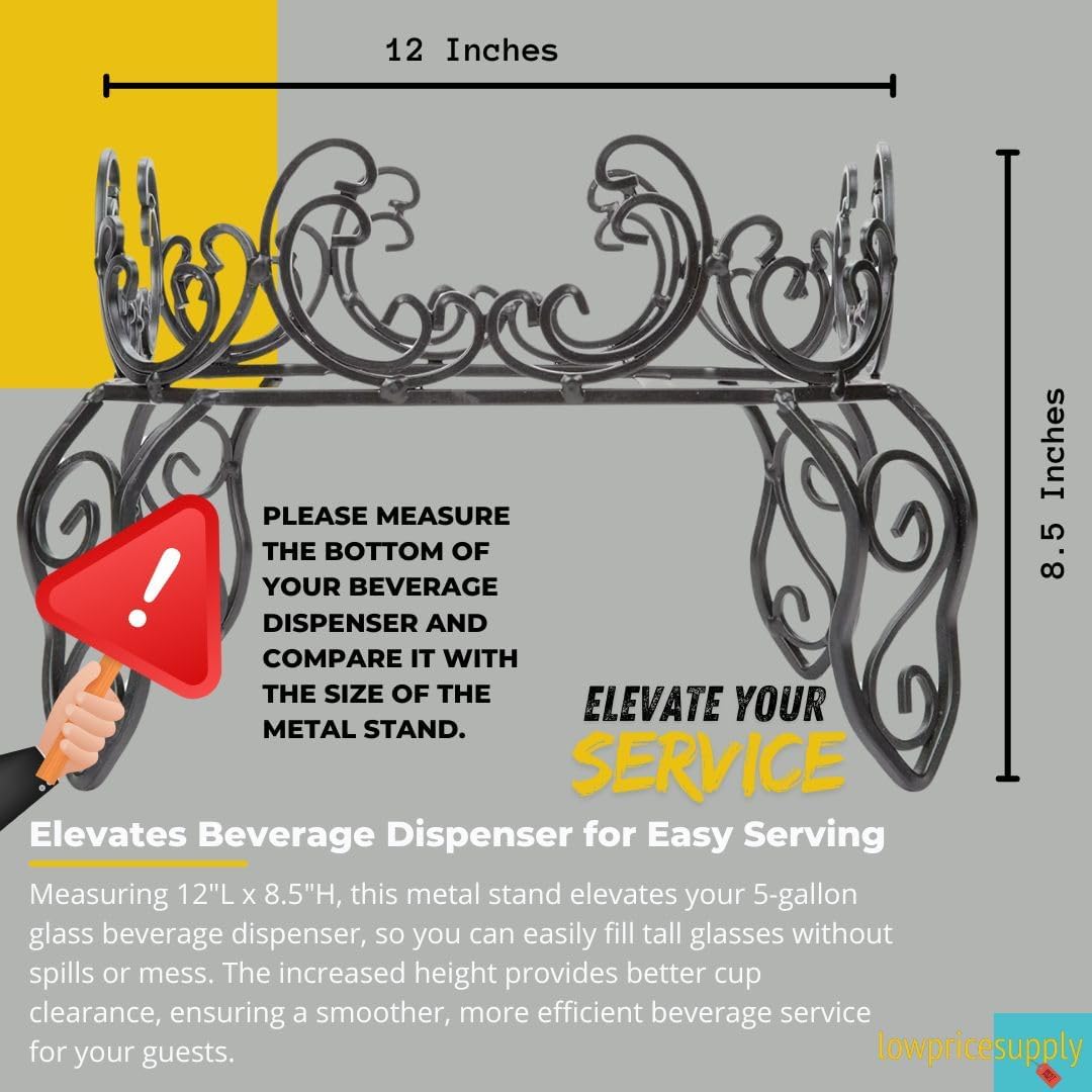 Metal Stand for Glass Beverage Dispenser, Metal Stand for 5 Gallon Glass Beverage Dispenser, Beverage Dispenser Stand for 2.4 Gallon Drink Dispenser Stand ONLY (5 Gallon Metal Stand 12''x8.5''H)