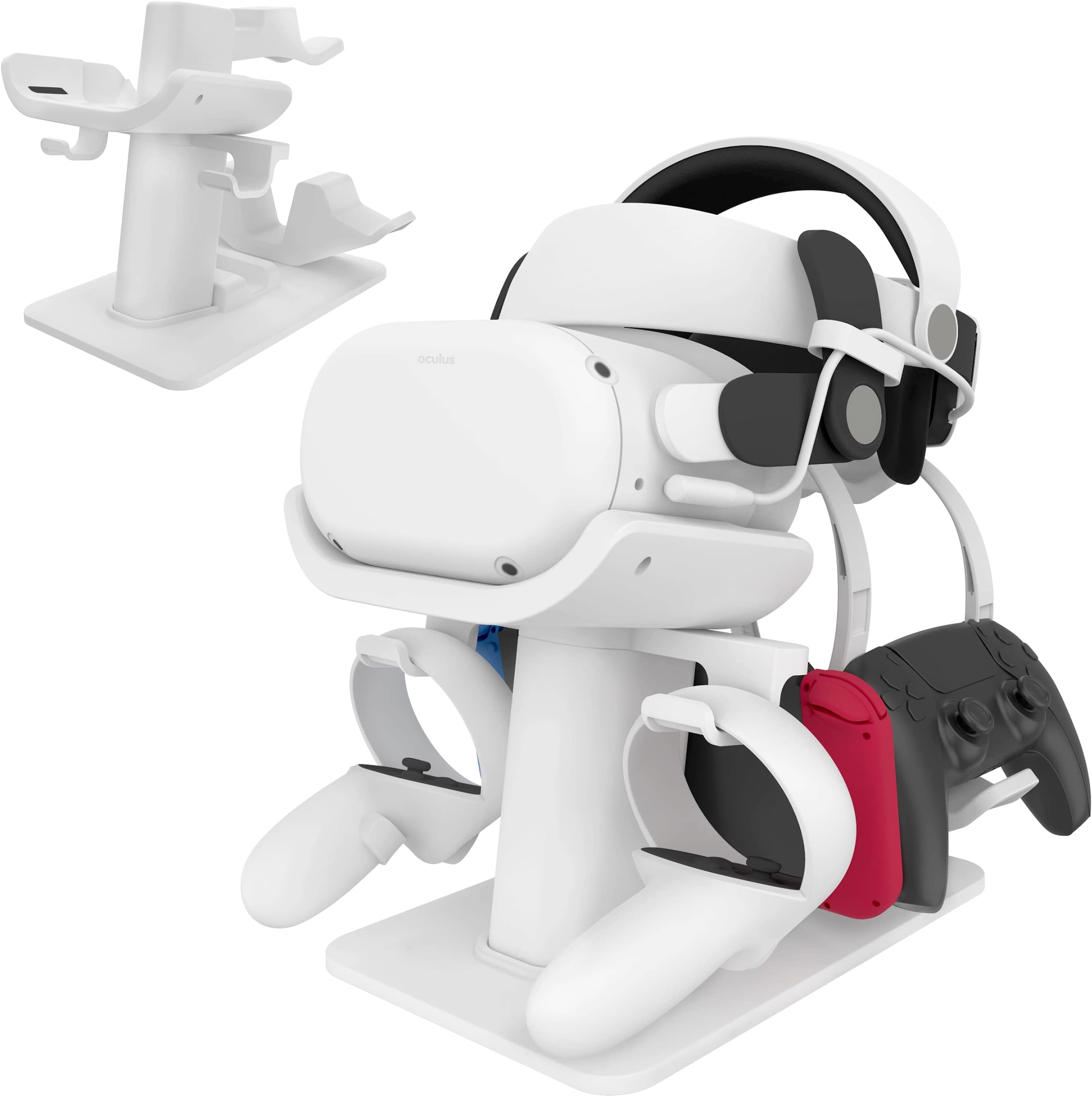 NEWENMO Upgraded Accessories for VR Stand Switch Stand, VR Stand for Quest 2/Quest/Rift S/HP Reverb G2 Headset Touch Controllers (White)