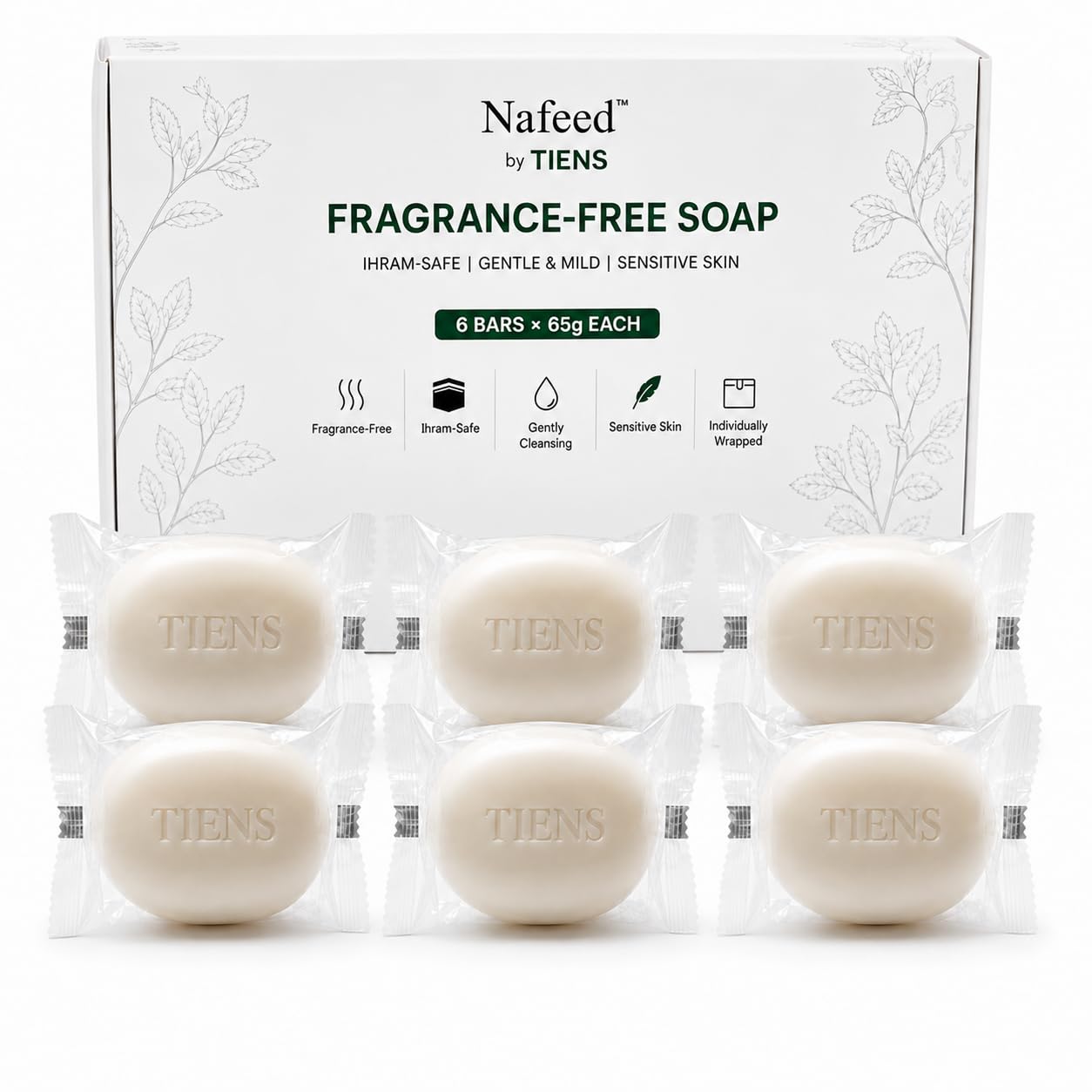 Fragrance-Free Soap for Hajj & Umrah | Ihram-Safe Perfume-Free Body Soap for Sensitive Skin | Individually Wrapped Travel Soap Bars | Gentle Daily Cleansing | 65g x 6 Pack-image-16