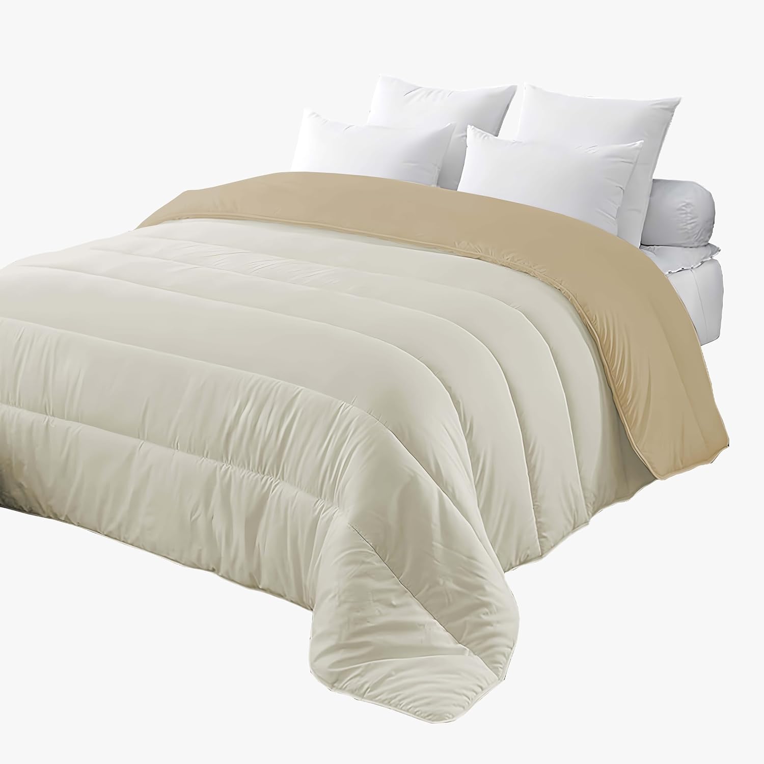 Corredocasa Trapunta 4 Stagioni Made in Italy Piumone Autunnale Invernale Imbottitura 340gr/mq Coperta in Morbida Microfibra di Poliestere Casa (Beige/Panna, Una piazza e mezzo 220x260)
