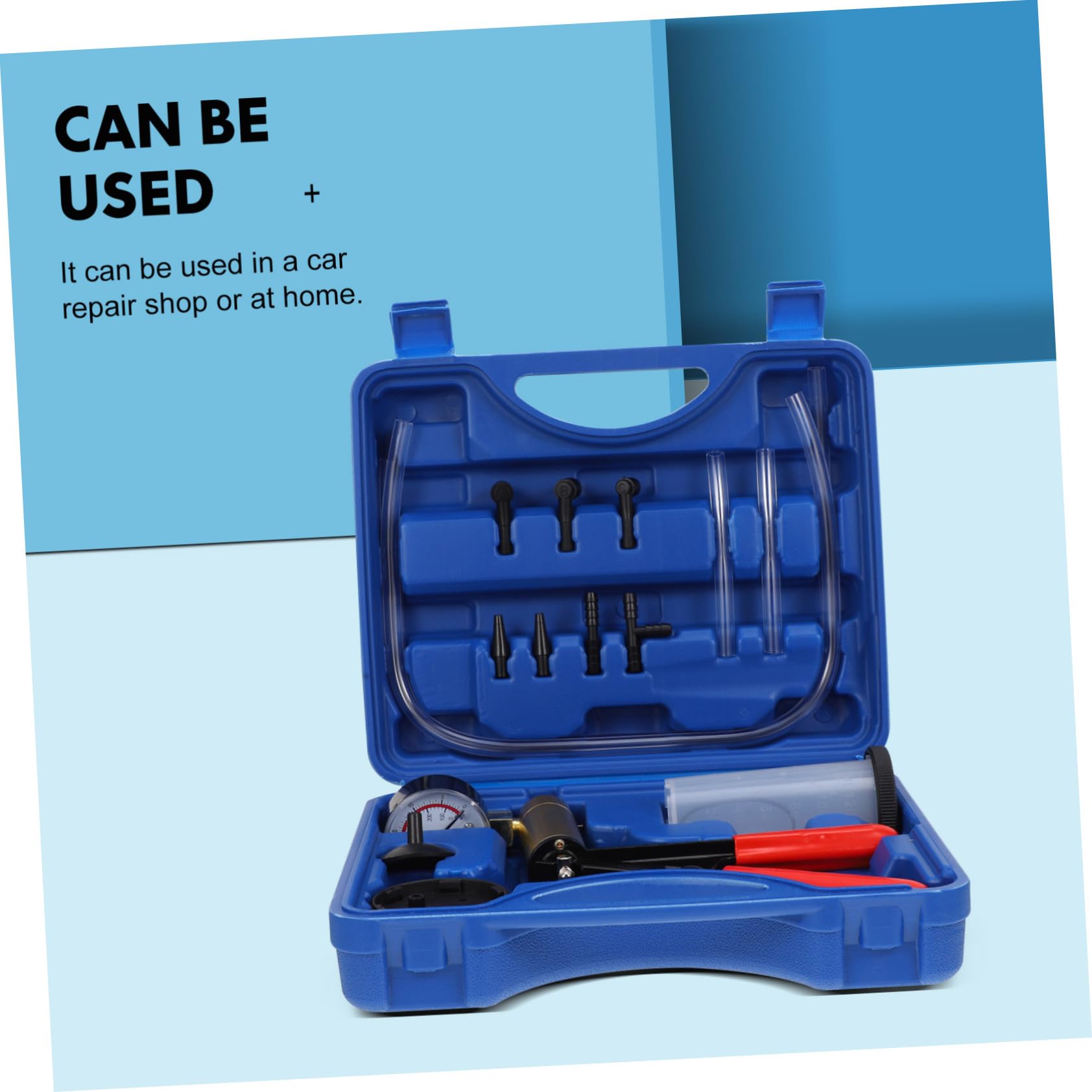 VOSAREA Pompe Manuelle à Vide Bleue pour Purgeur Liquide Frein Outil de Remplacement Huile de Frein Auto Kit Professionnel Fer et Plastique Entretien Voiture