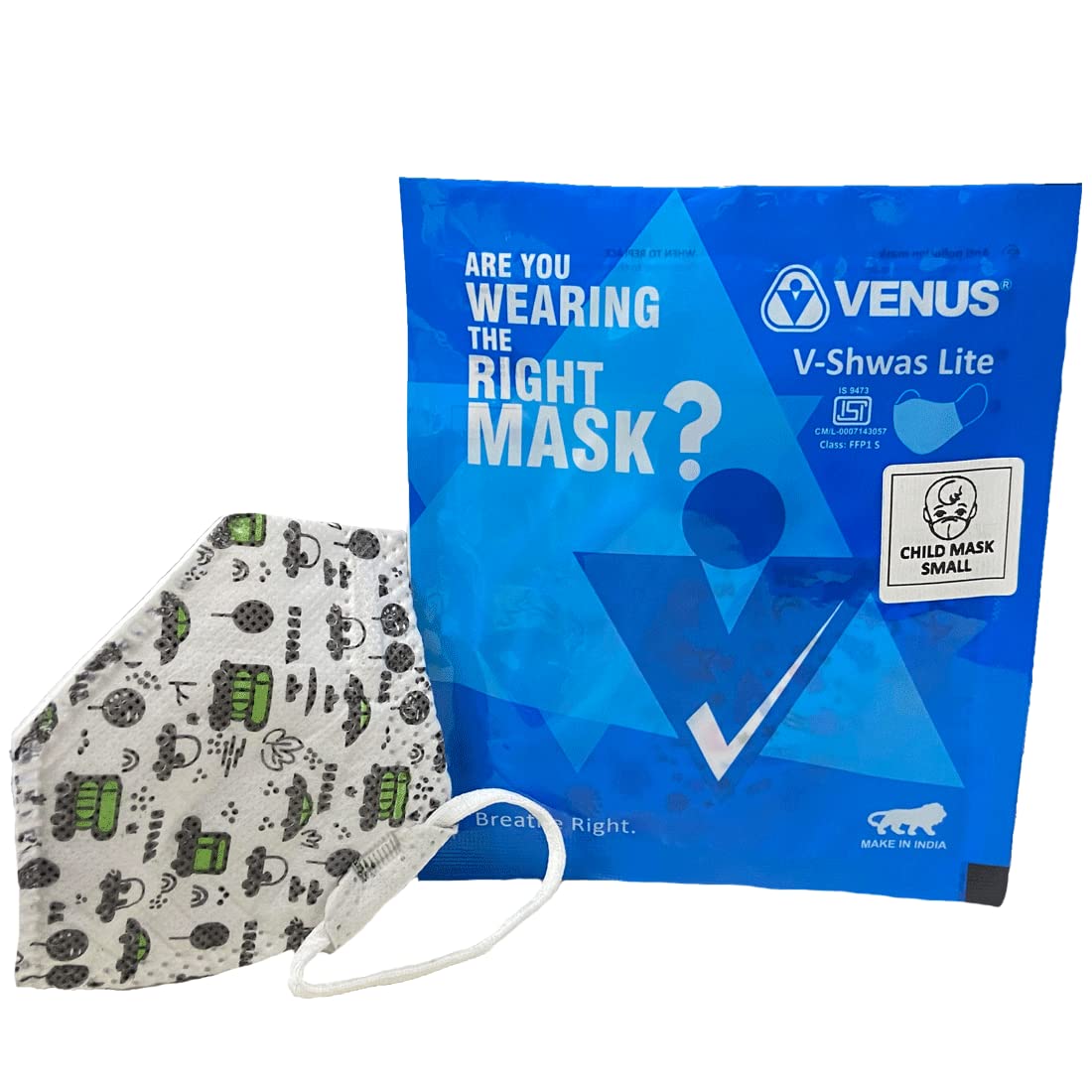 VENUS V-Shwas Lite Child Face Mask, Colorful design, Pack of 15 ISI Approved, Protects Against Sub-Micron Particles and Virus, Multiple Layers, Skin Comfort, (Age group: 5-8 Yrs) (B09MH4FC6S) Amazon Price History, Amazon Price Tracker