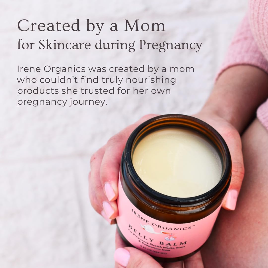 Organic Belly Butter for Pregnancy Stretch Mark Prevention and Treatment by Irene Organics - Award Winning Anti Stretch Mark Tummy Balm For Pregnancy and Postpartum 4oz - Hydrating Bump Cream - Image 9