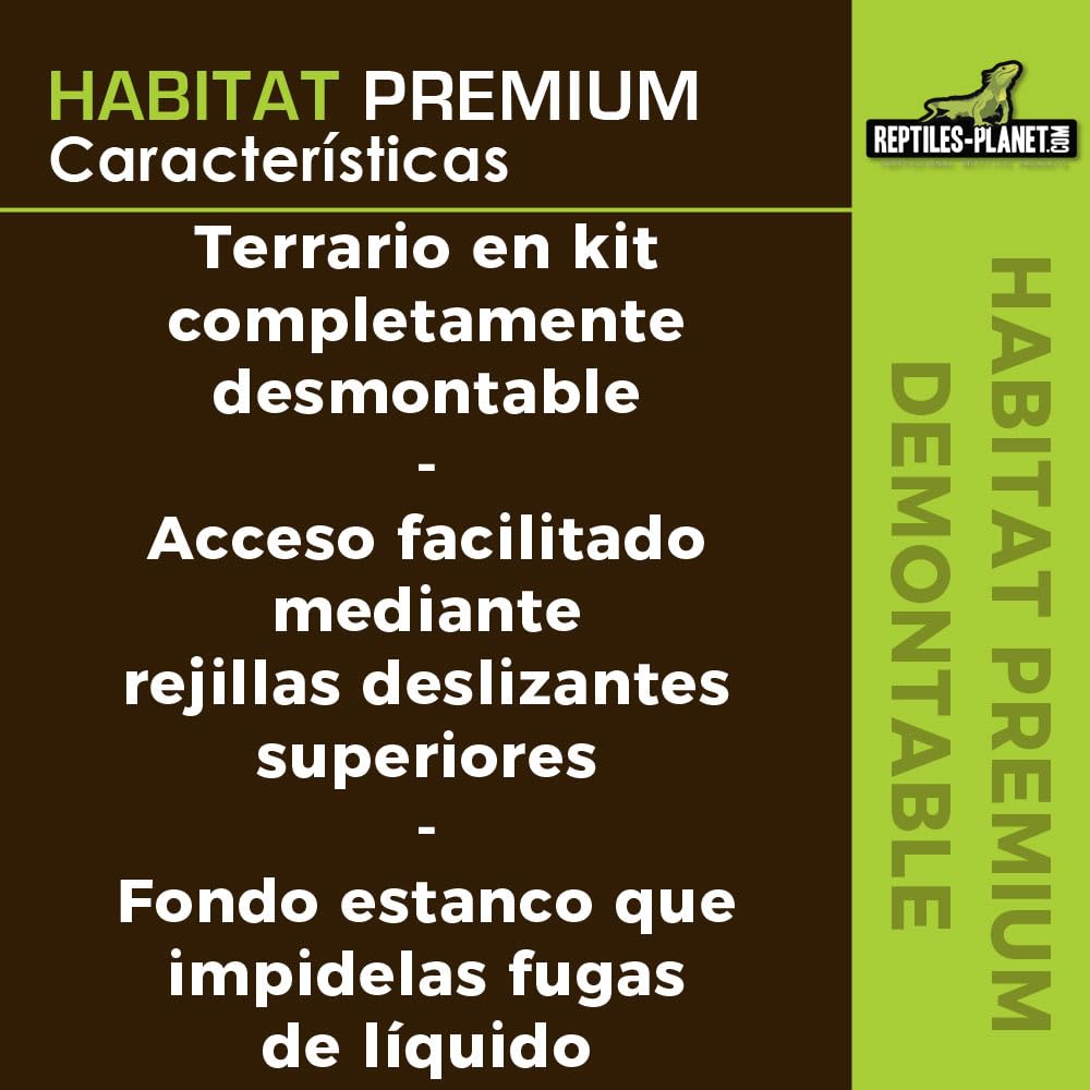Reptiles Planet - Terrario Hábitat Premium Desmontable - 76,2x30,5x30,5 cm